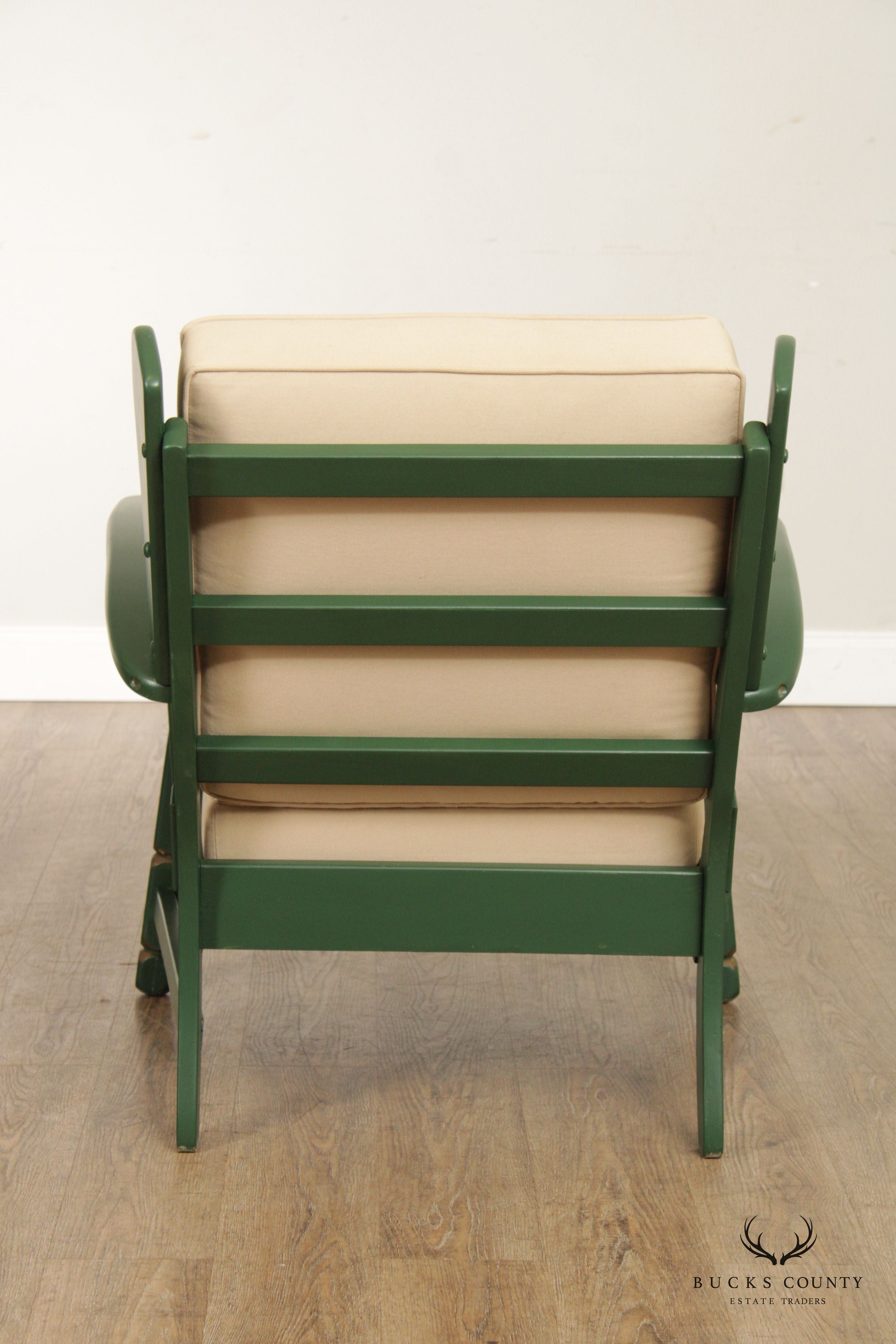 Mid Century Folk Art Green Painted Armchair