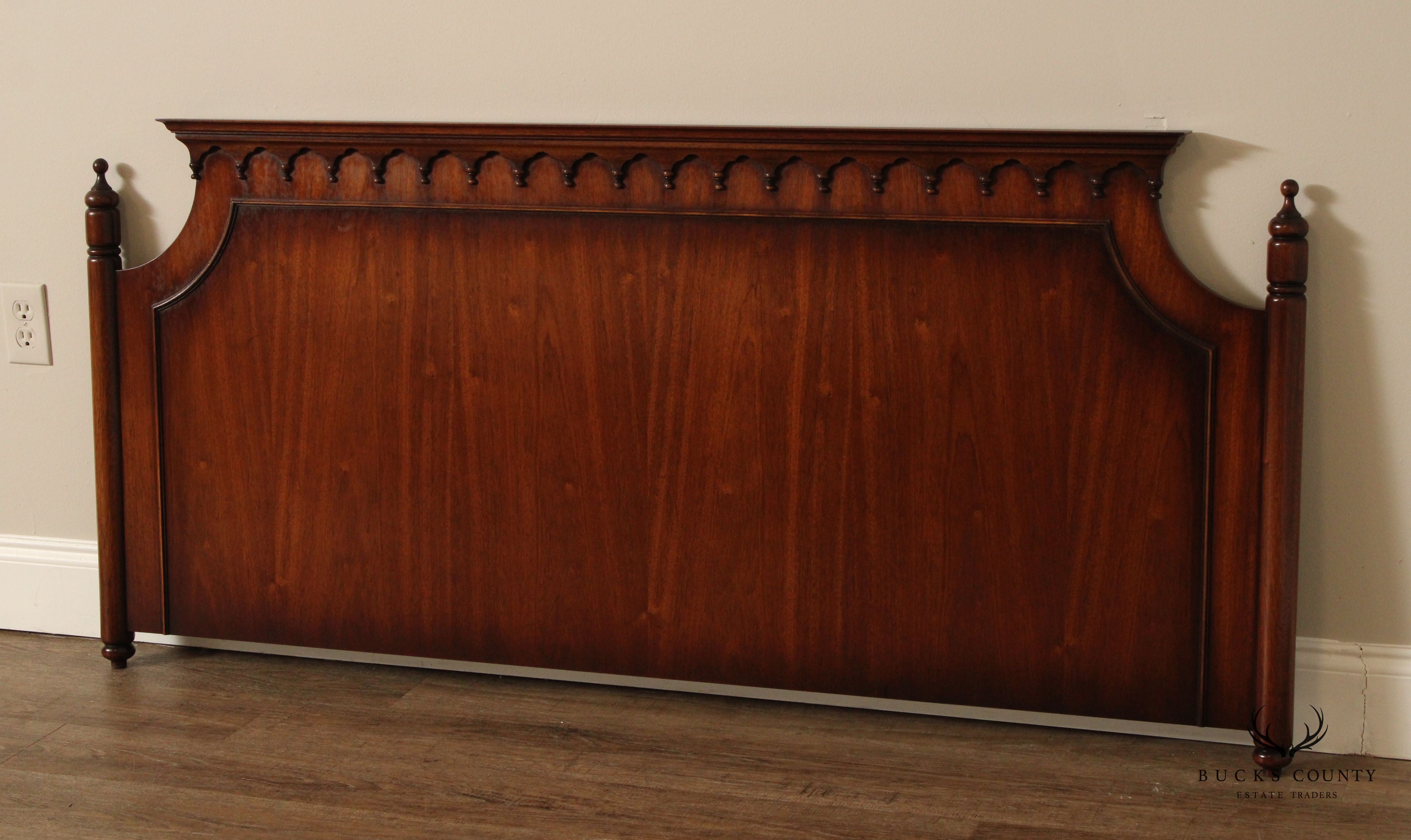 Victorian Style Carved Walnut Queen Size Headboard