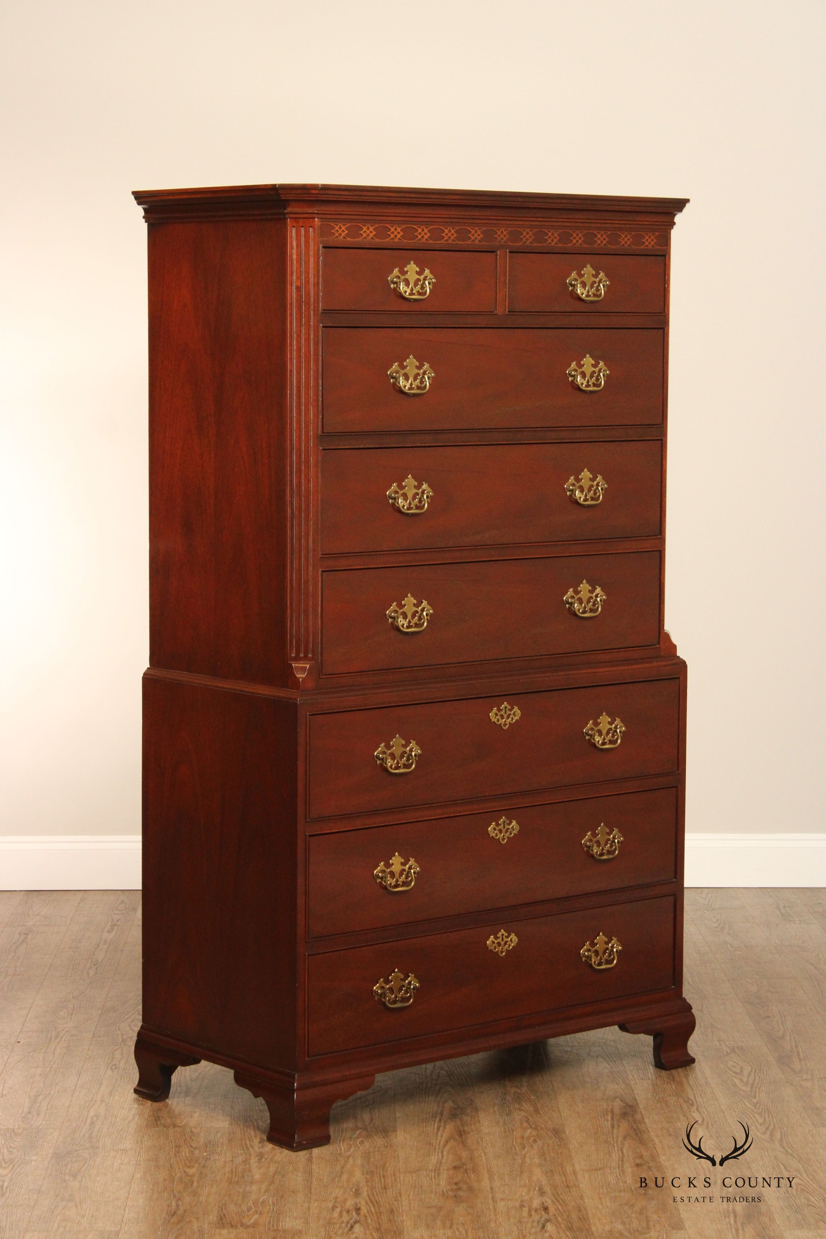 Baker Furniture Chippendale Style Mahogany Chest on Chest