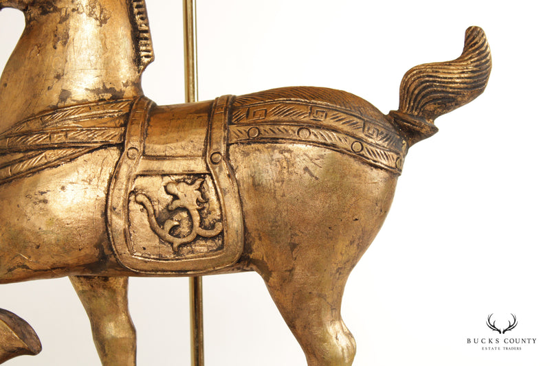 Chinese Style Gilt Tang Horse Table Lamp