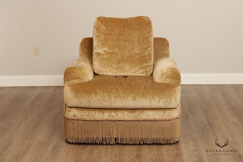 Raymond Waites for Lane Venture Pair Custom Upholstered Swivel Club Chairs