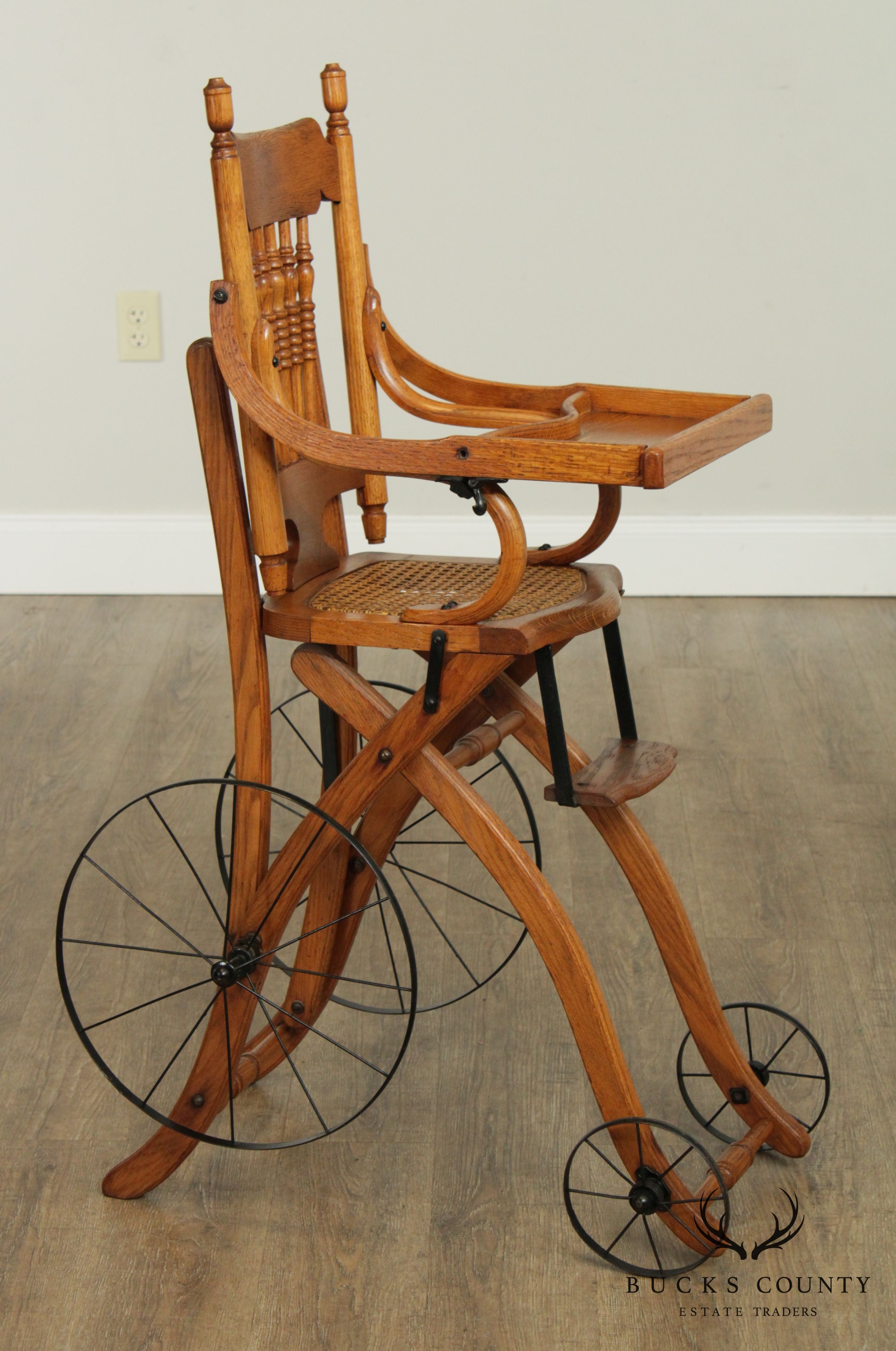 Antique Victorian Convertible High Chair Stroller