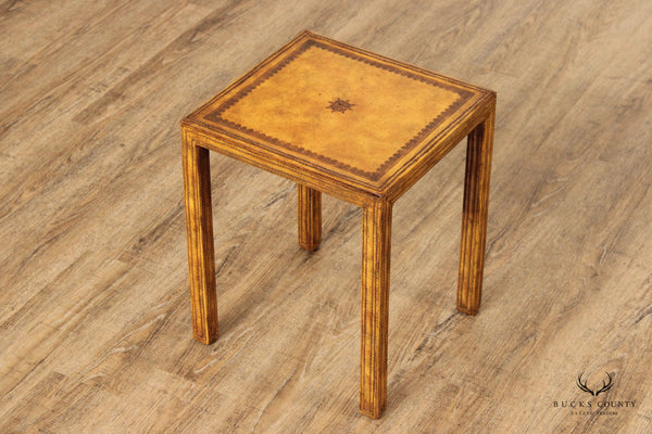 Maitland Smith Regency Style Tooled Leather Side Table