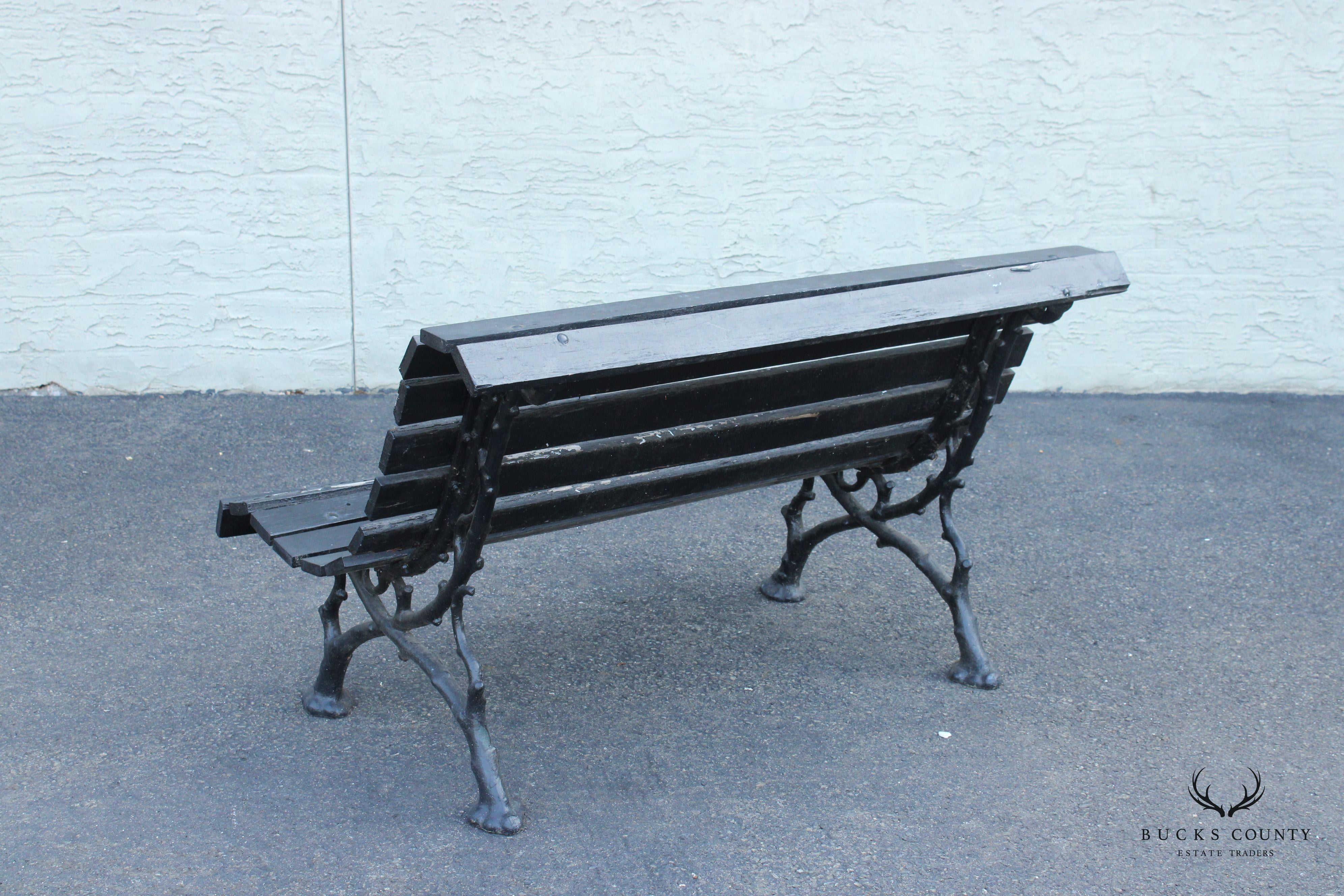 Victorian Cast Iron and Wood Outdoor Garden Bench