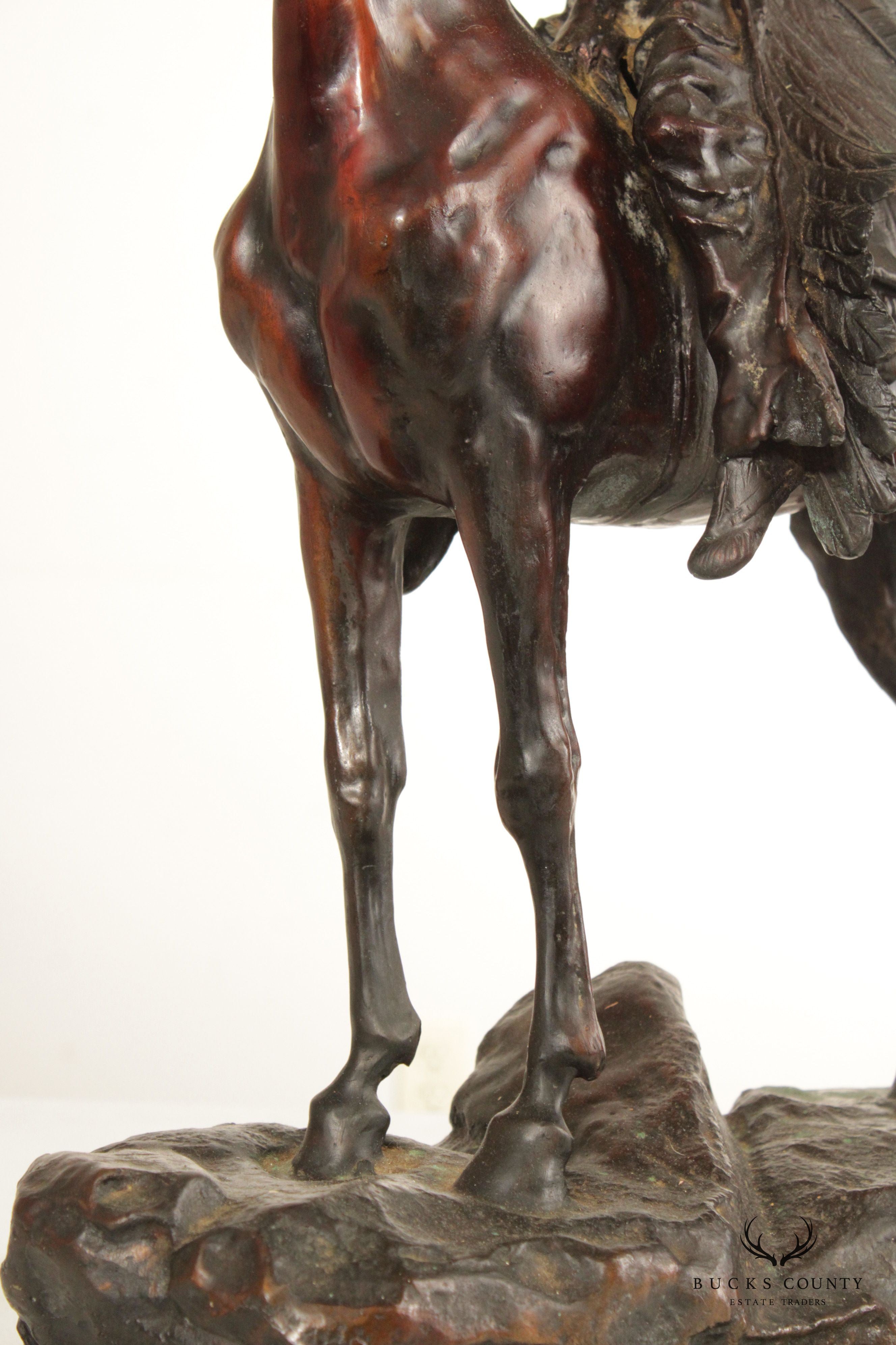 Carl Kauba 'Mounted Indian Chief' Bronze, Sculpture