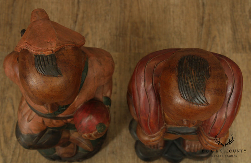 Vintage Pair Chinese Carved Figures
