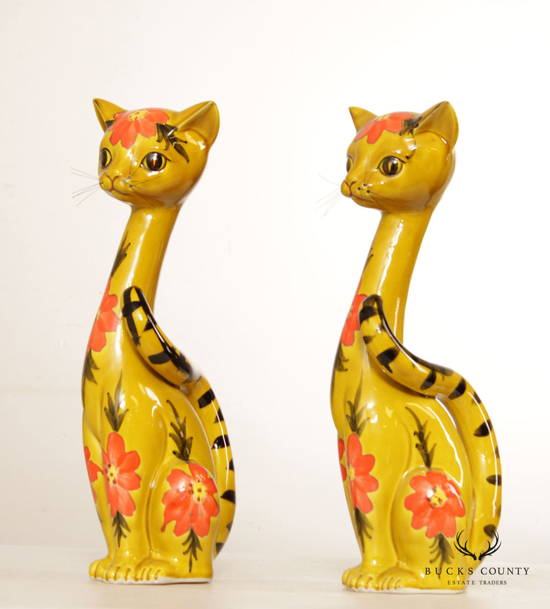 Norcrest Mid Century Modern Pair of Painted Ceramic Cats