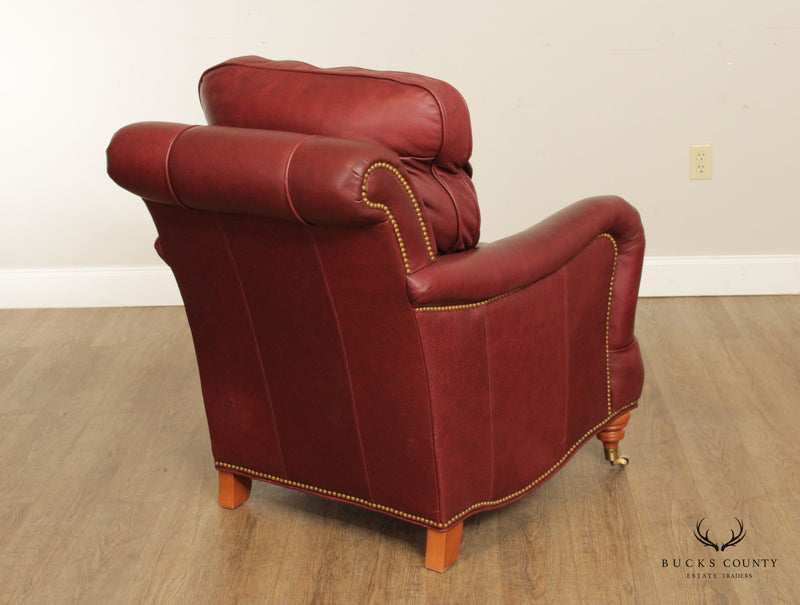 Leather Master Red Leather Lounge Chair and Ottoman