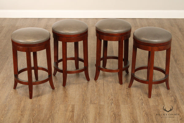 Stickley Mission Collection Set of Four Cherry Swivel Counter Stools