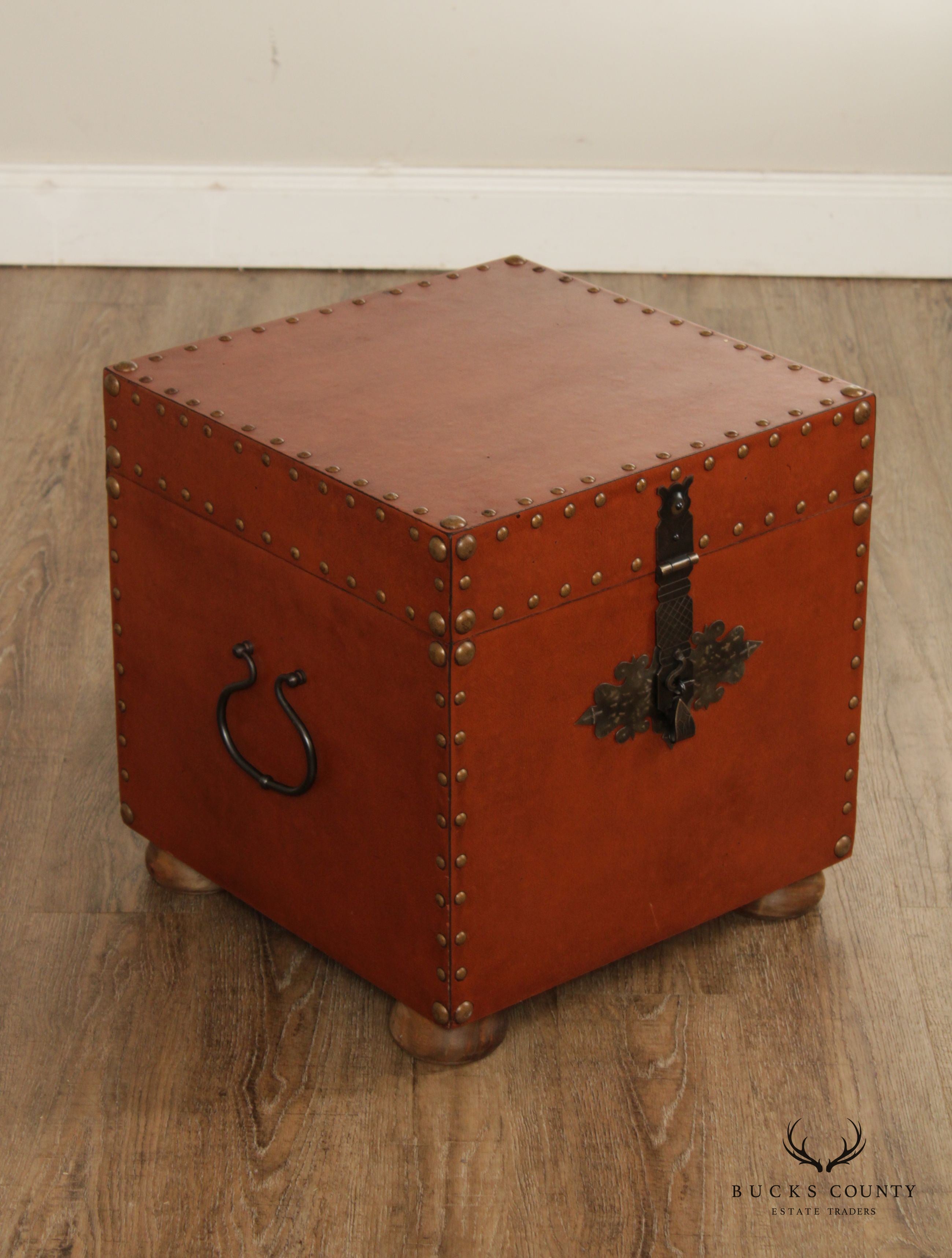 Rustic European Style Leather Wrapped Chest