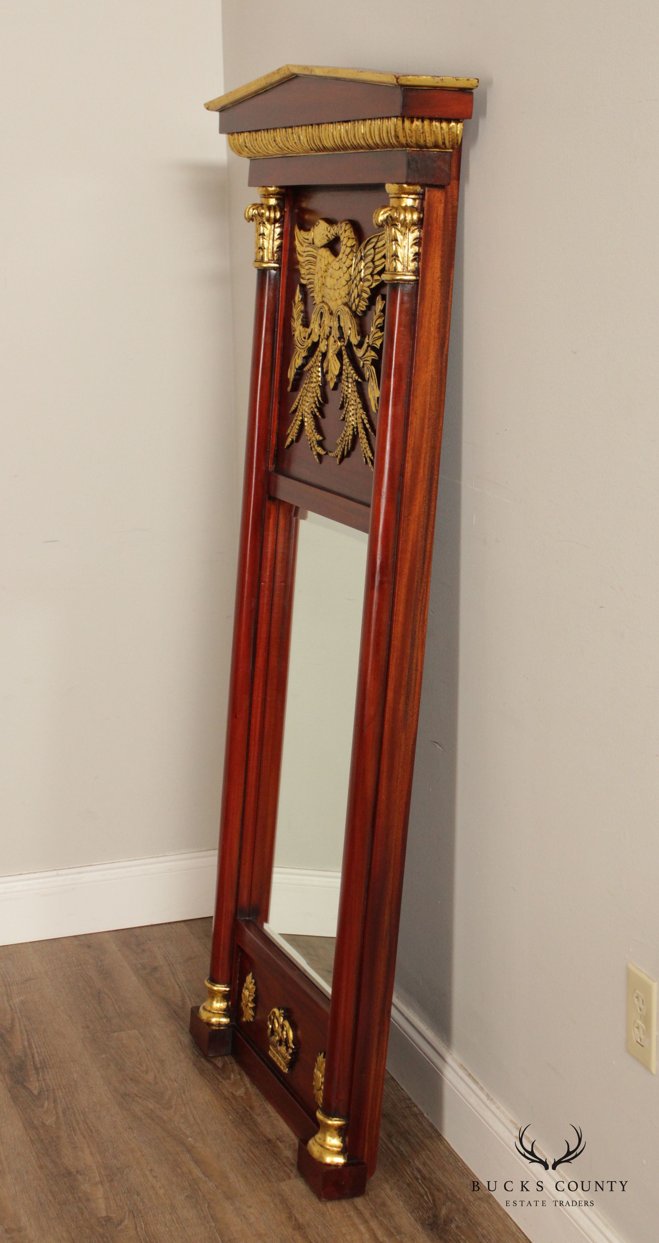 Federal Style Mahogany Partial Gilt Trumeau Mirror