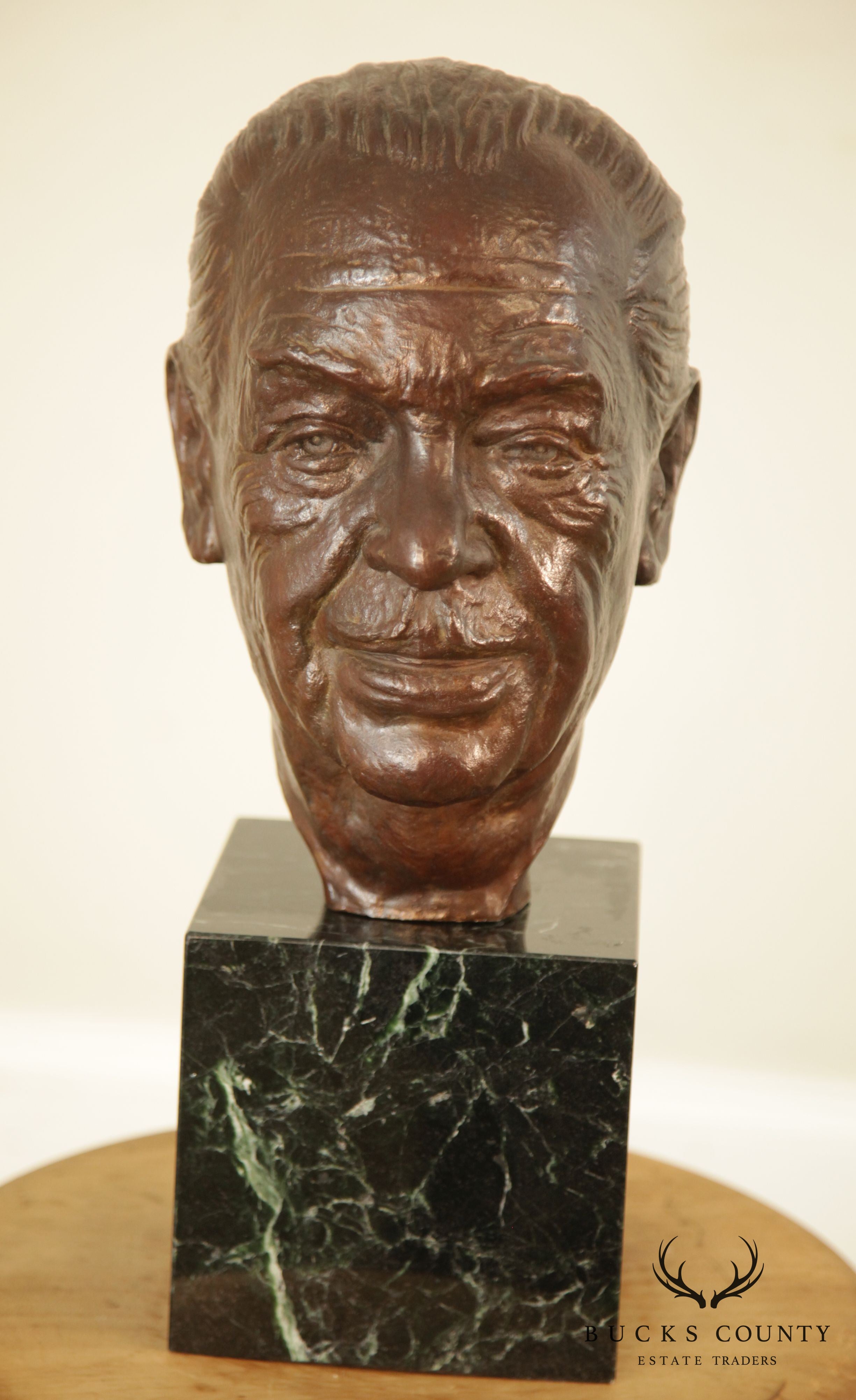 Lawrence Ludtke 1980s Bronze Male Bust Portrait