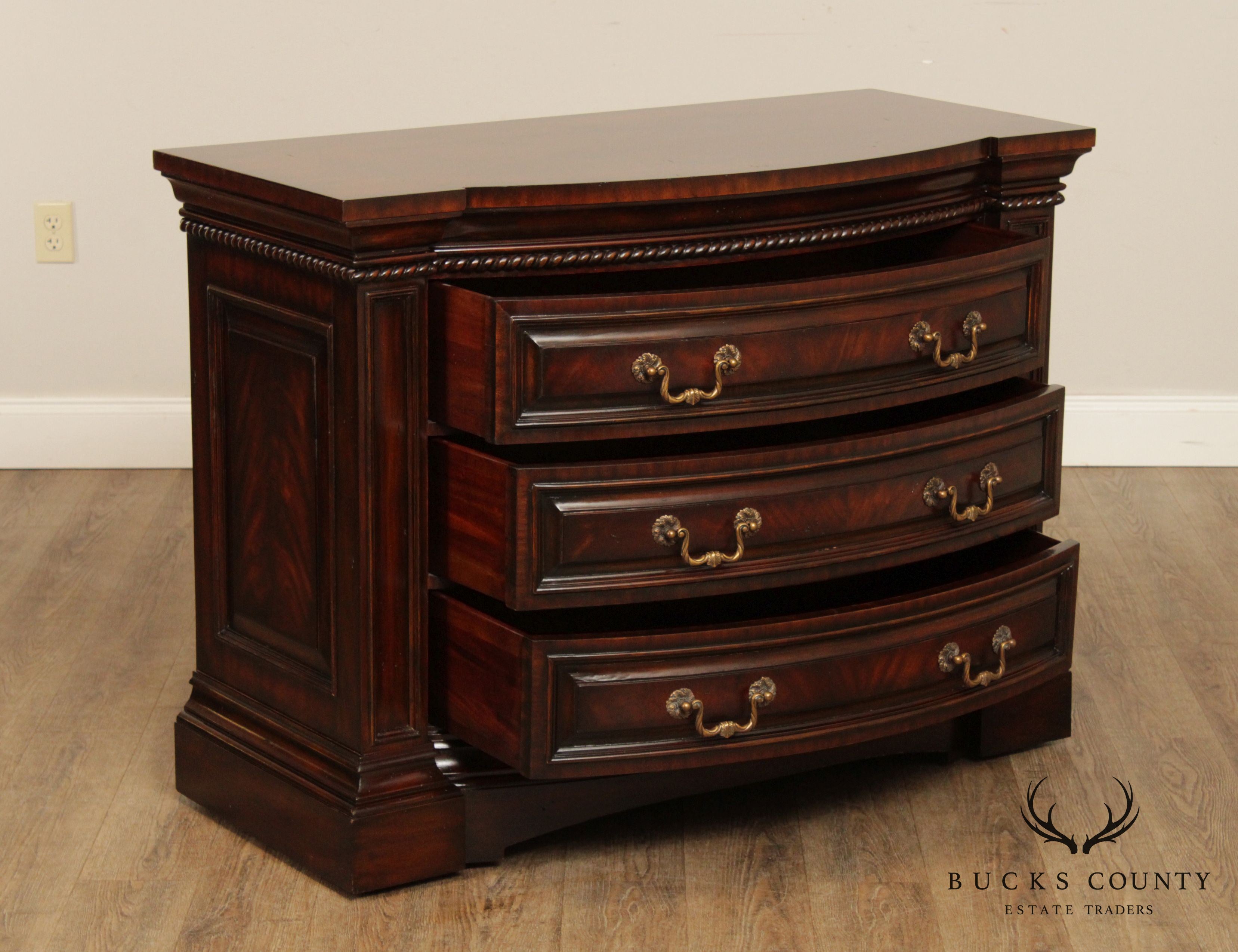 Maitland Smith Regency Style Mahogany Bowfront Chest of Drawers