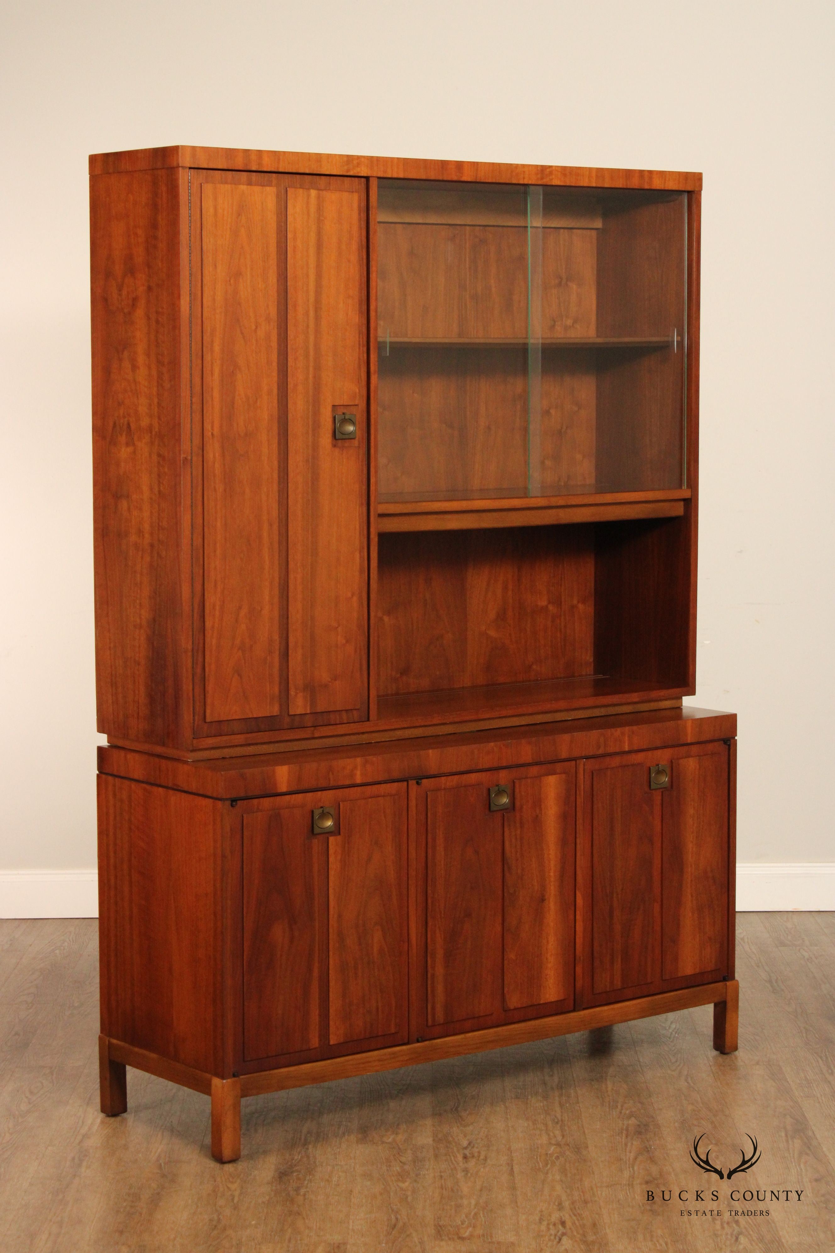 Lane Mid Century Modern Walnut Buffet Hutch