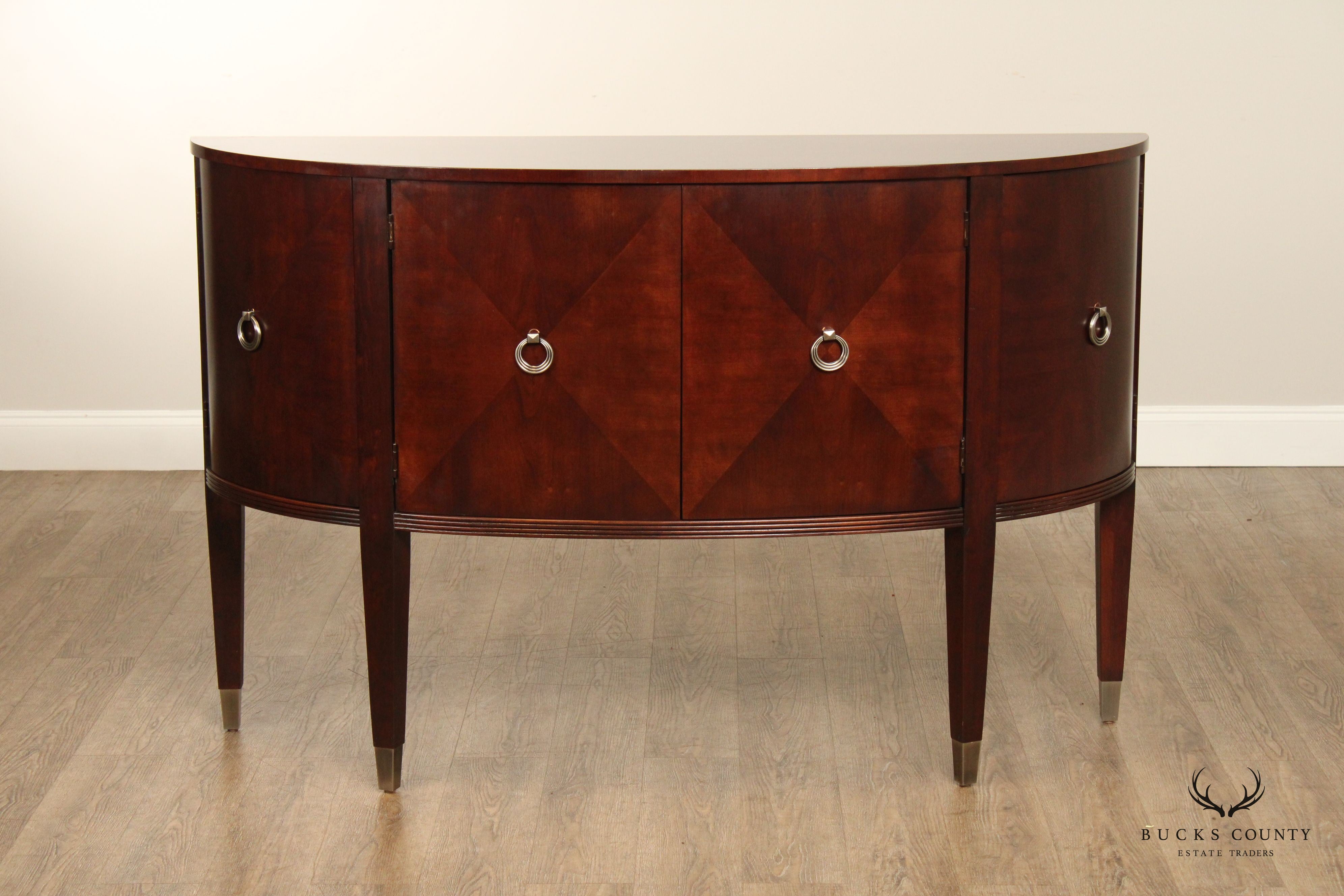 Ethan Allen Art Deco Style Cherry Demilune Console Cabinet