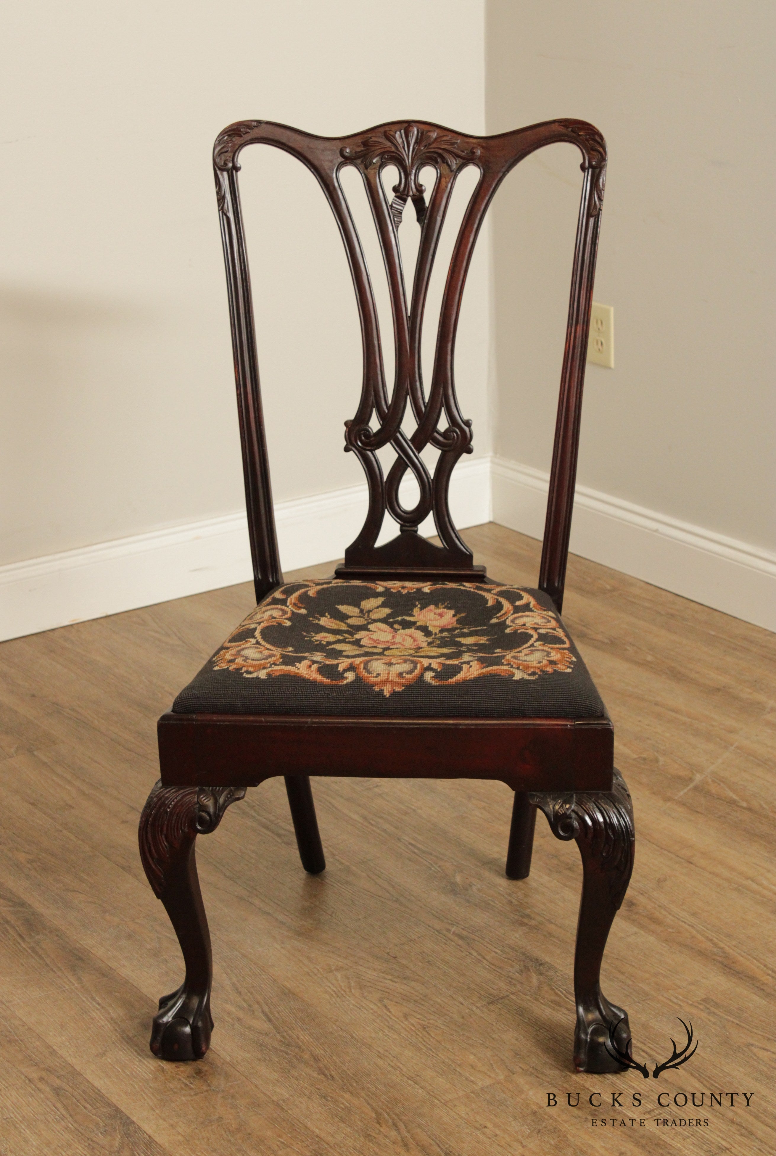 Chippendale Style Antique Mahogany Ball & Claw Side Chair