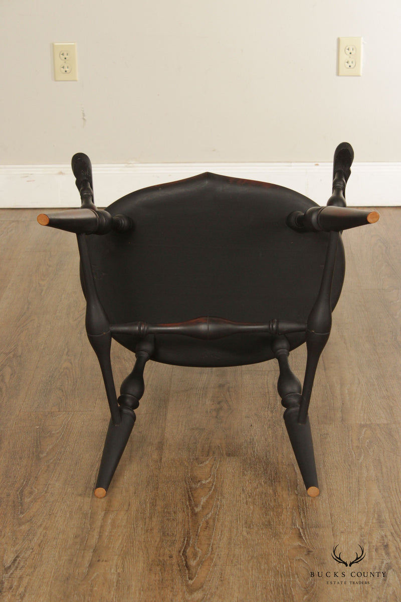 Early American Style Pair of Ebonized Windsor Armchairs