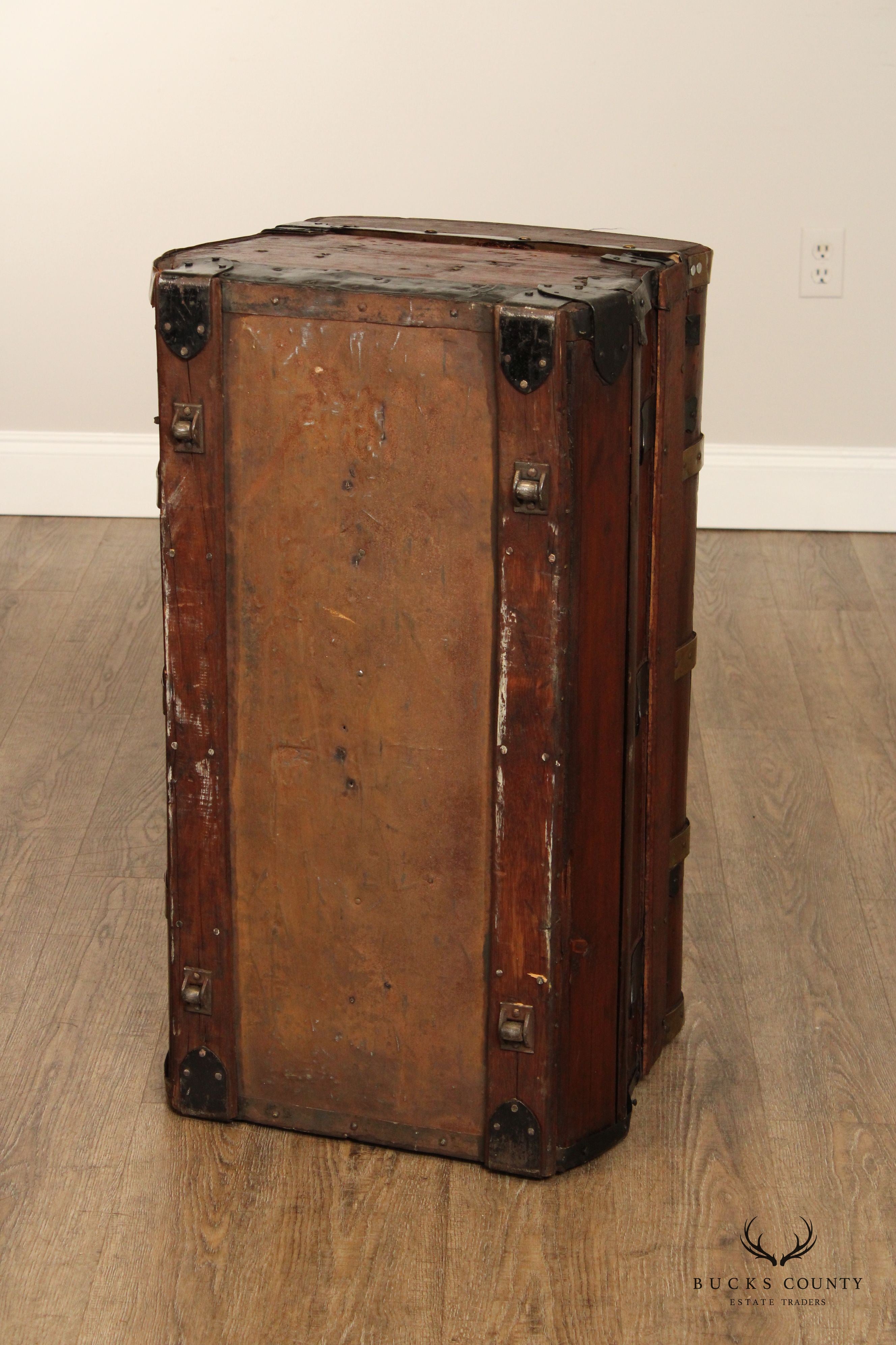 Antique Brass Bound Cedar Jenny Lind Steamer Trunk