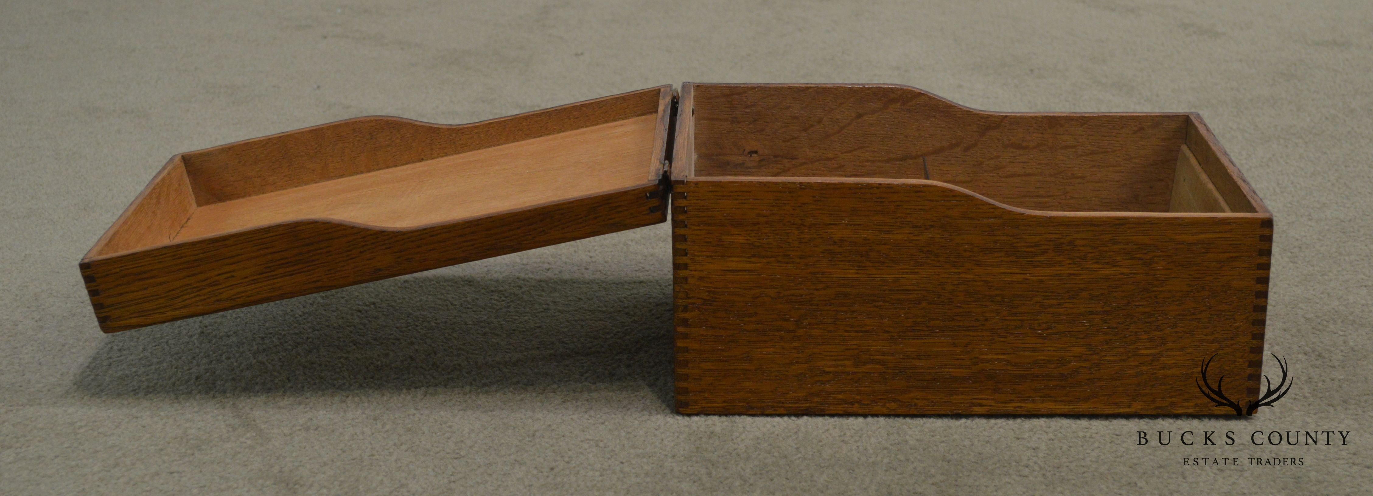 Antique Oak Desktop Library Card File Box