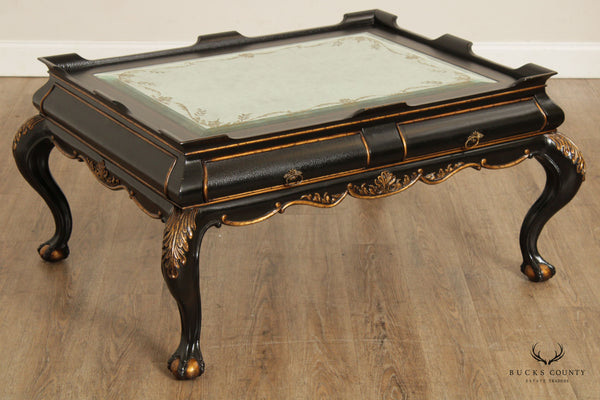 Century Monarch Fine Furniture Carved Georgian Style Eglomise Cocktail Table