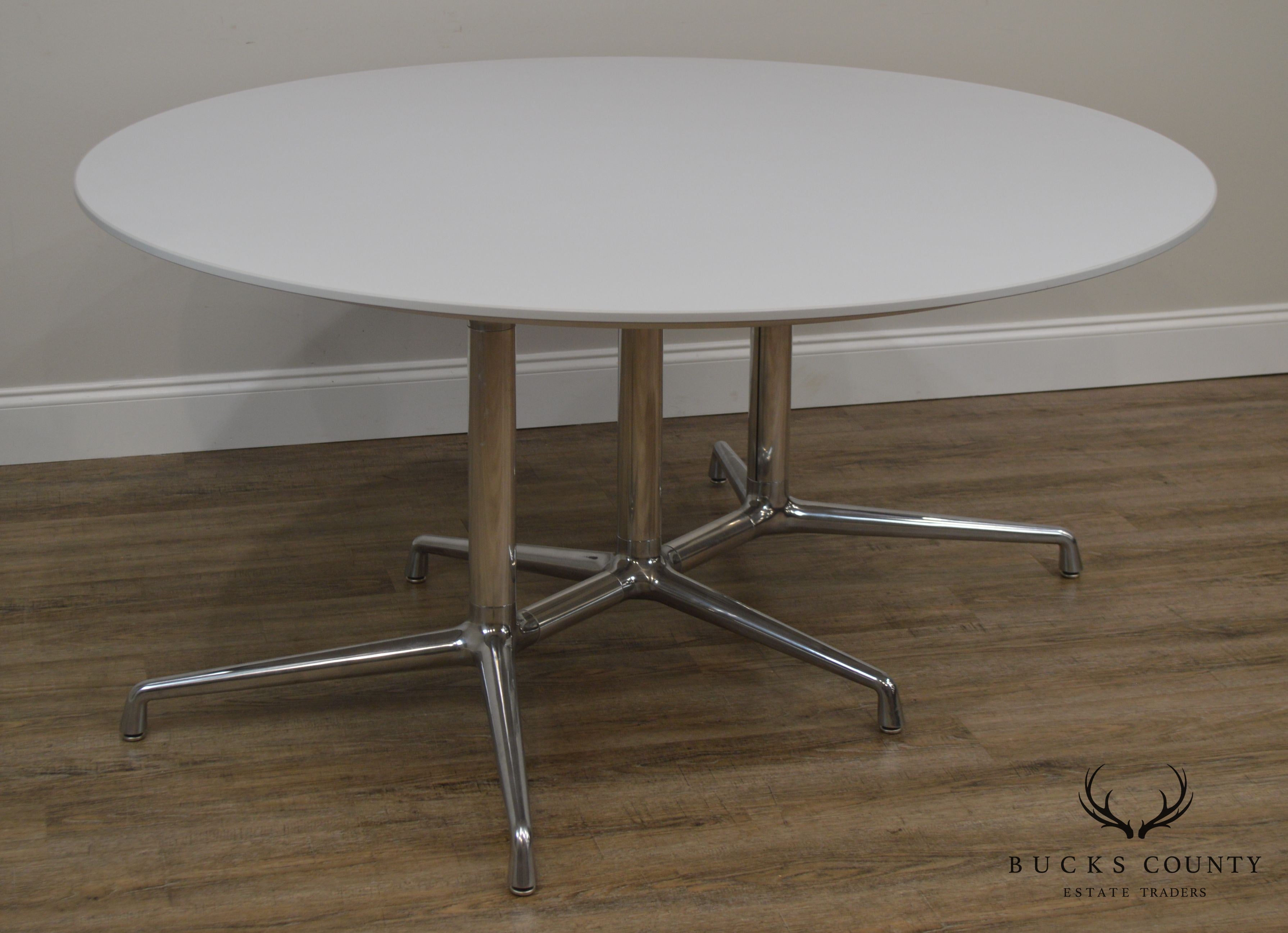 Scott Wilson for Coalesse 60" Round White & Chrome Dining or Conference Table