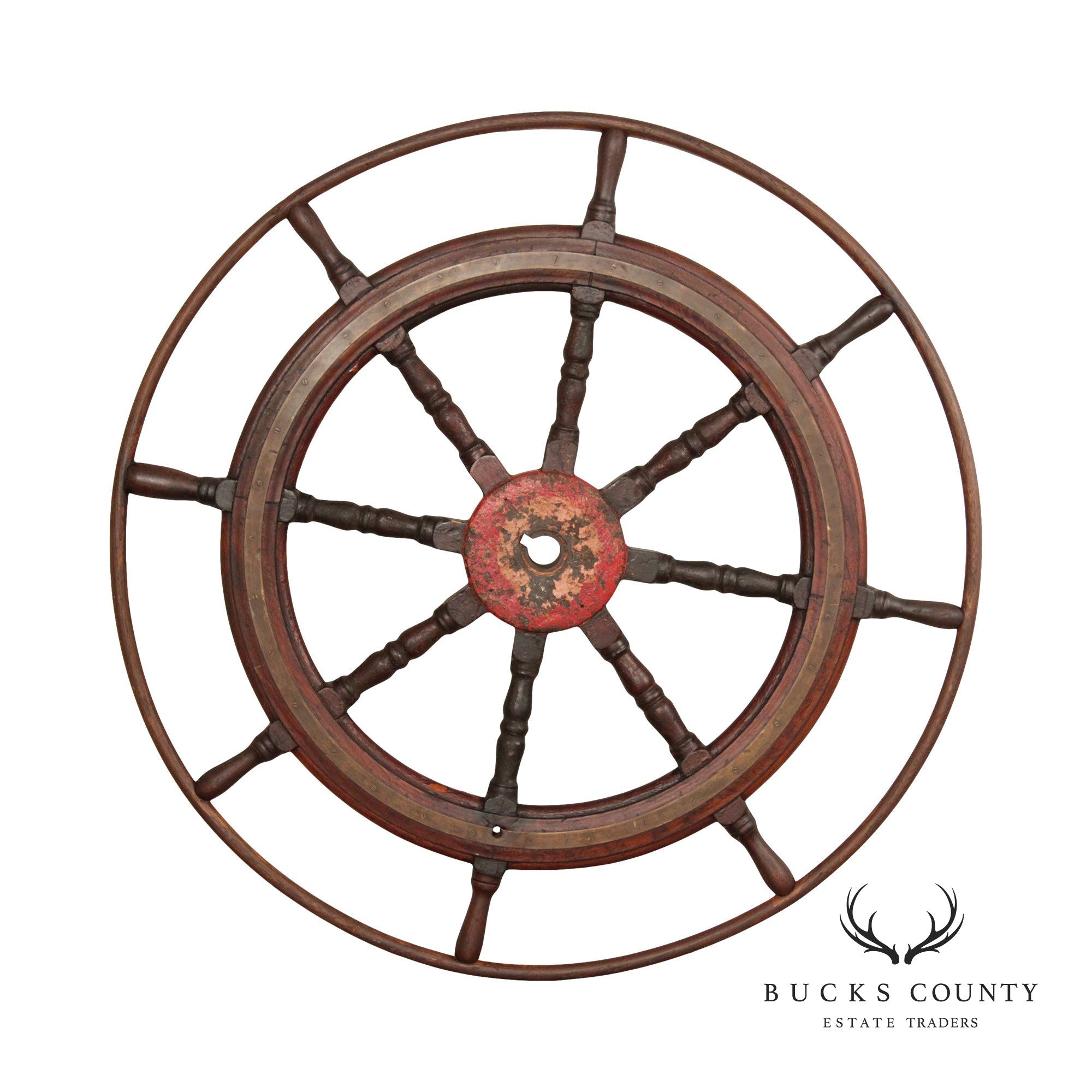 Antique Nautical 52 Inch Wooden Ships Wheel