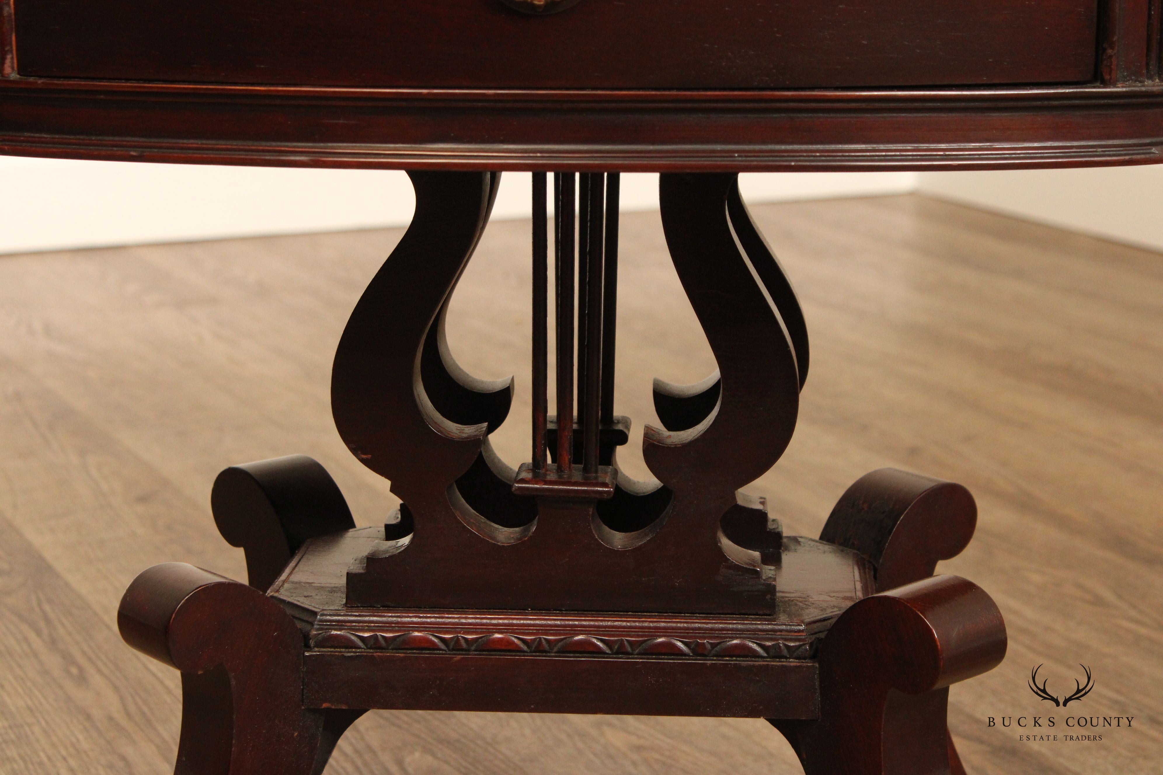 1940's American Classical Style Mahogany Lyre Base Nightstand