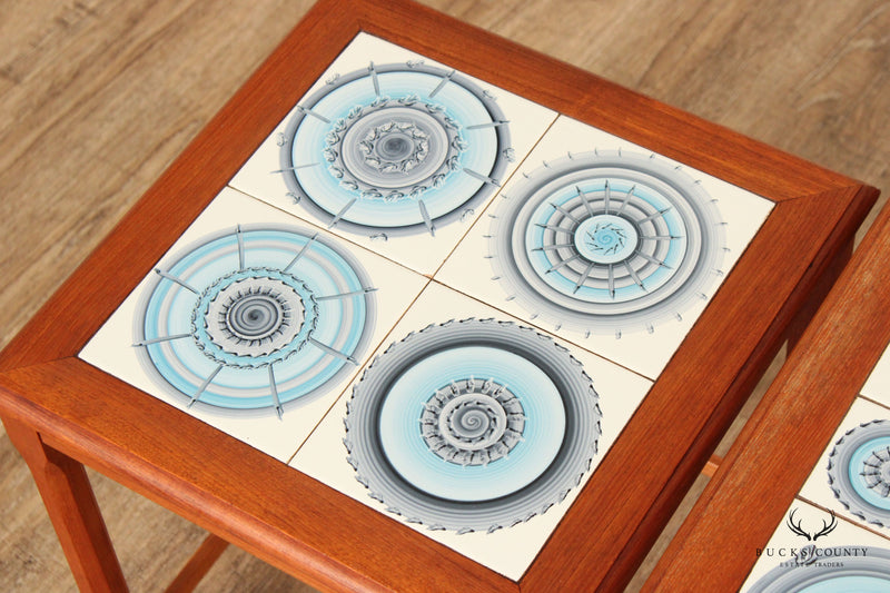 Ox Art for Trioh Danish Modern Set of Three Tile Top Teak Nesting Tables