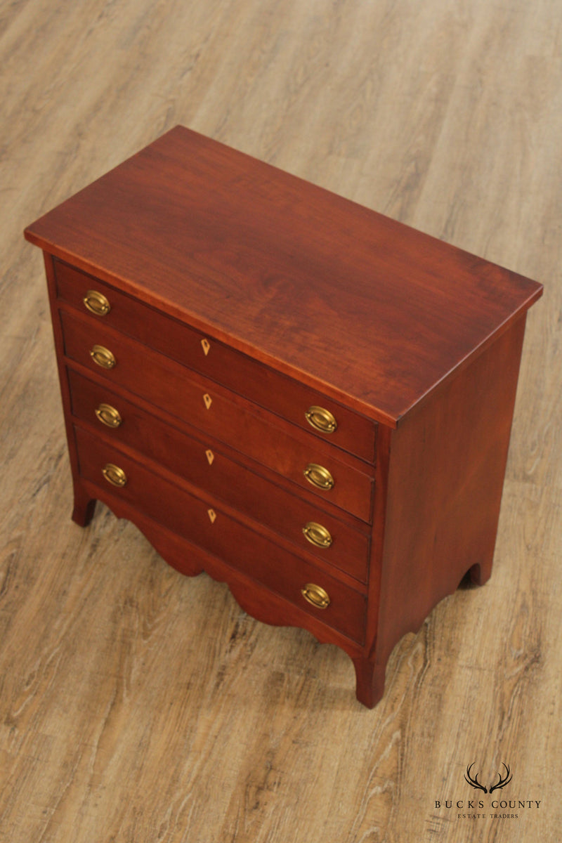 American Hepplewhite Style Bench Made Cherry Chest of Drawers