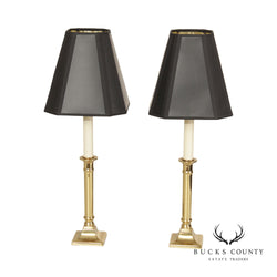 Virginia Metalcrafters Pair of Brass Candlestick Table Lamps