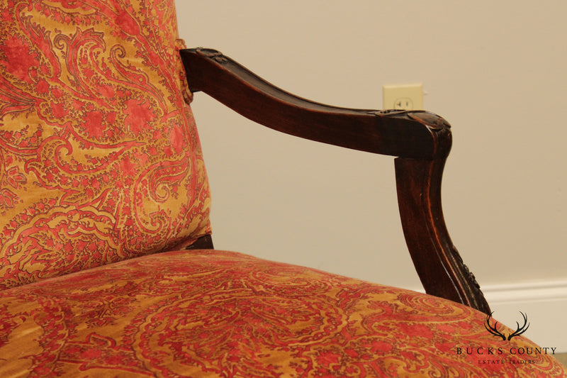 Italian Carved Custom Upholstered Armchair