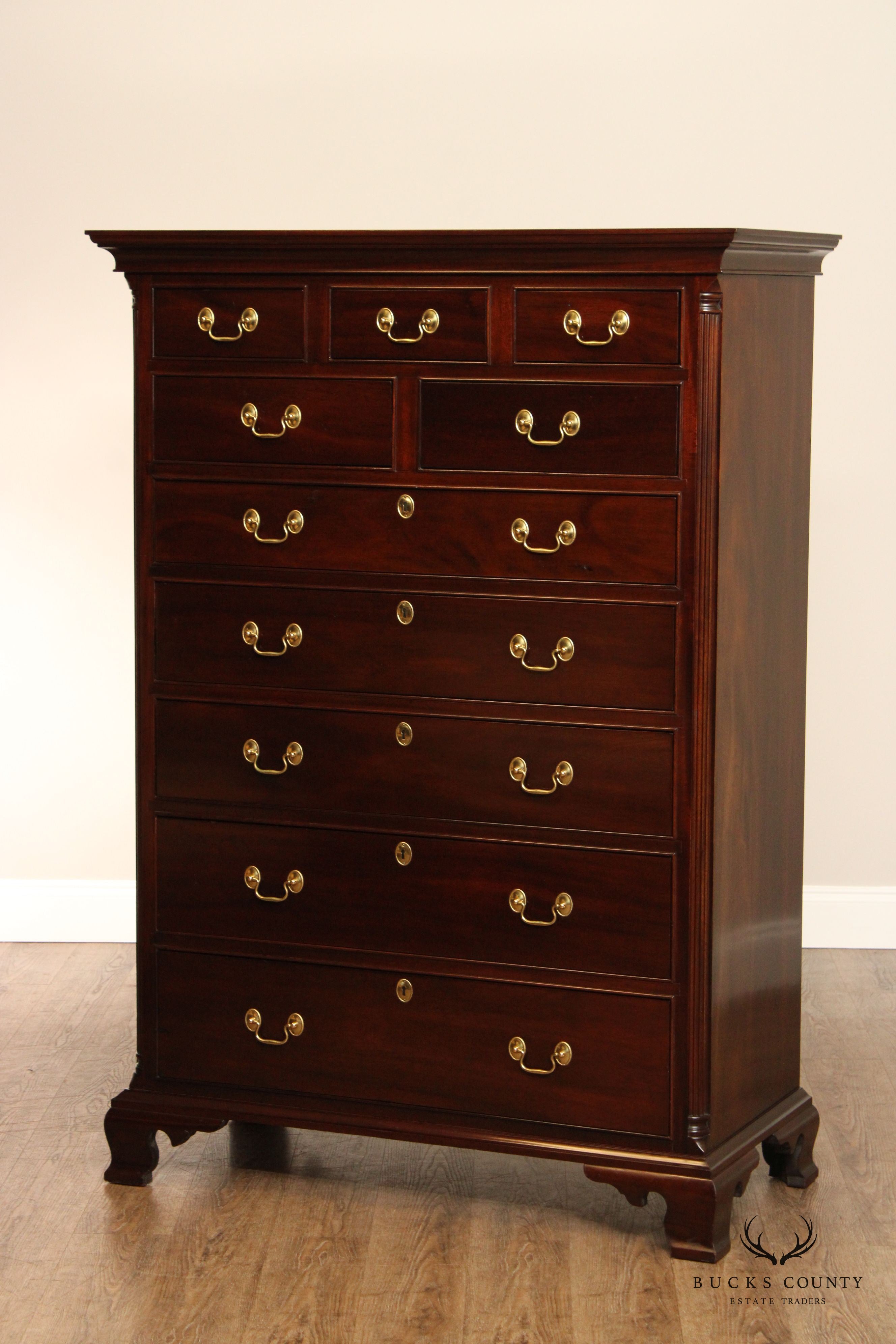 Stickley Chippendale Style Mahogany Tall Chest of Drawers