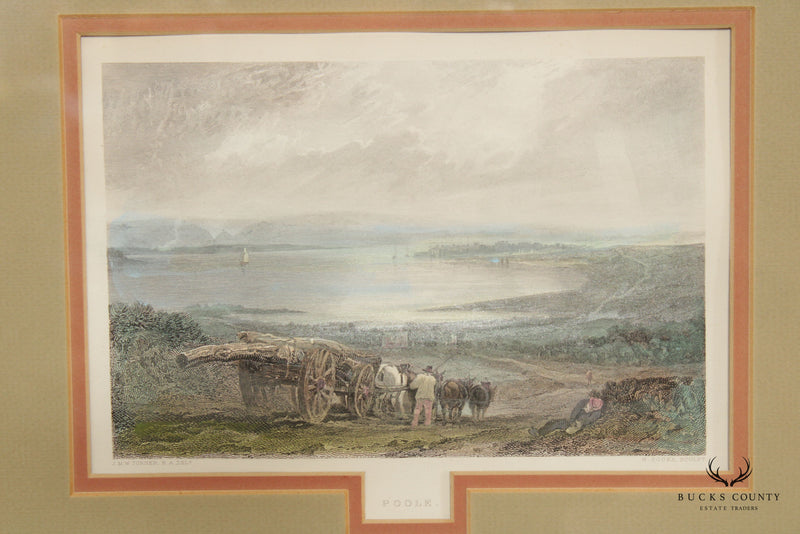 19th C. English 'Poole' After J. M. W. Turner Hand-Colored Engraving