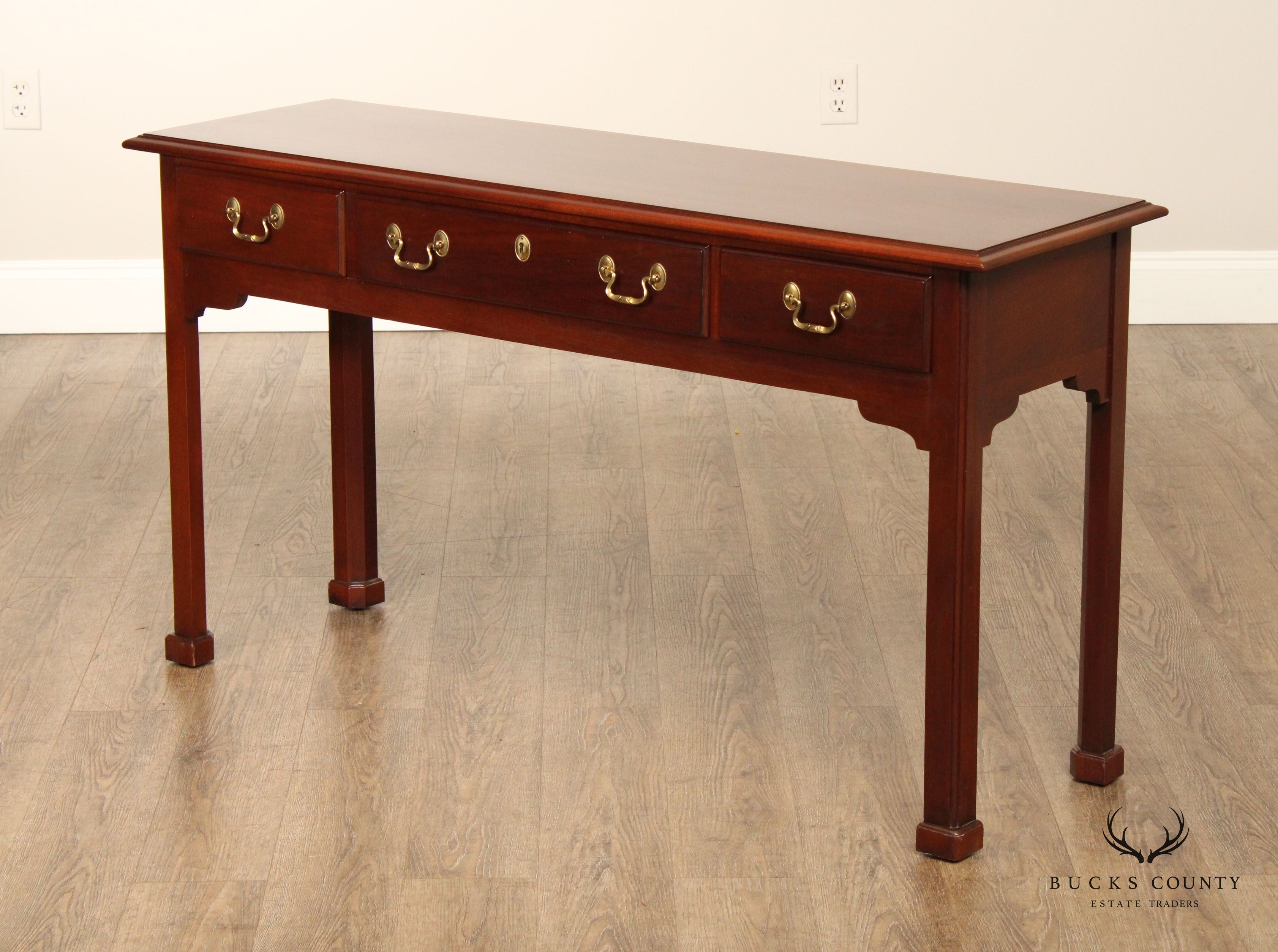 Link-Taylor Chippendale Style Mahogany Three-Drawer Console Table