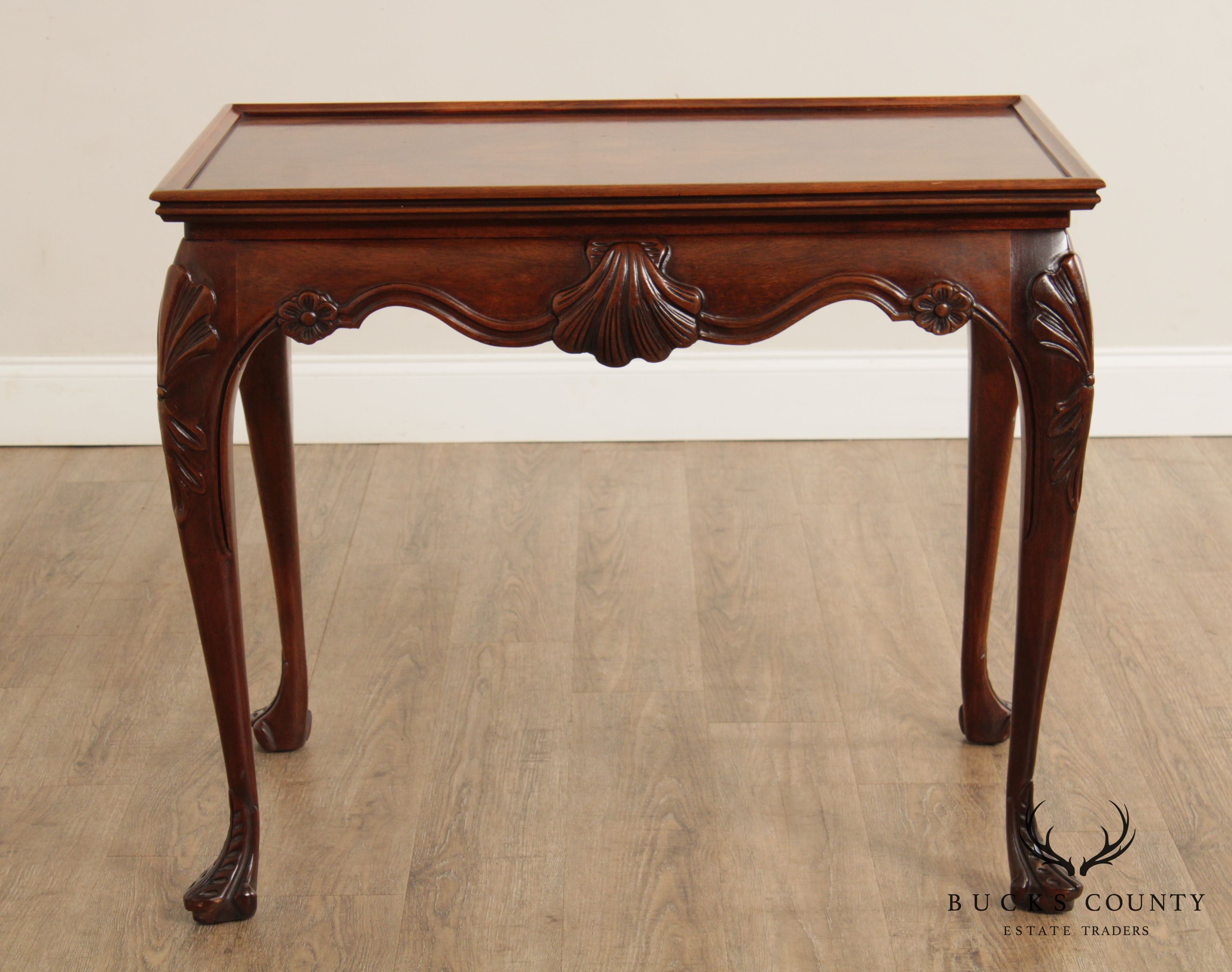 Baker Stately Homes Collection Irish Georgian Carved Mahogany Tea Table