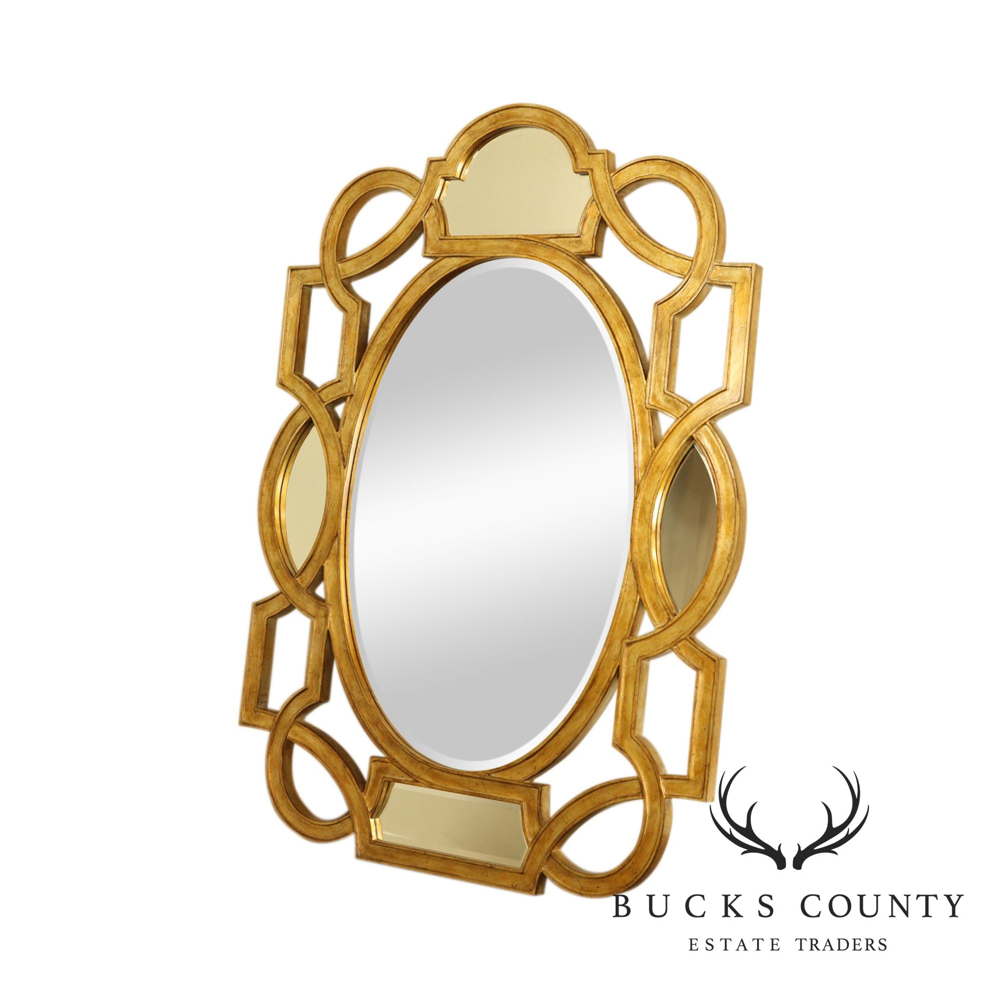 Classic Modern Style Silver Gilt Frame Wall Mirror