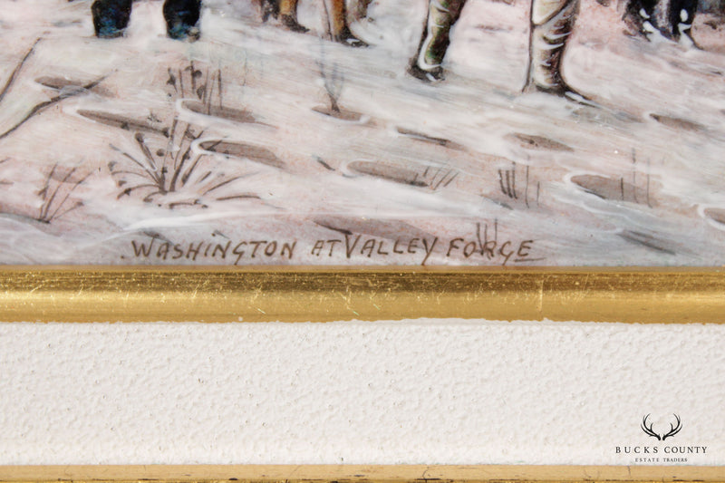 Pierre Bonnet 'Washington at Valley Forge' Limoges France Enamel Wall Plaque