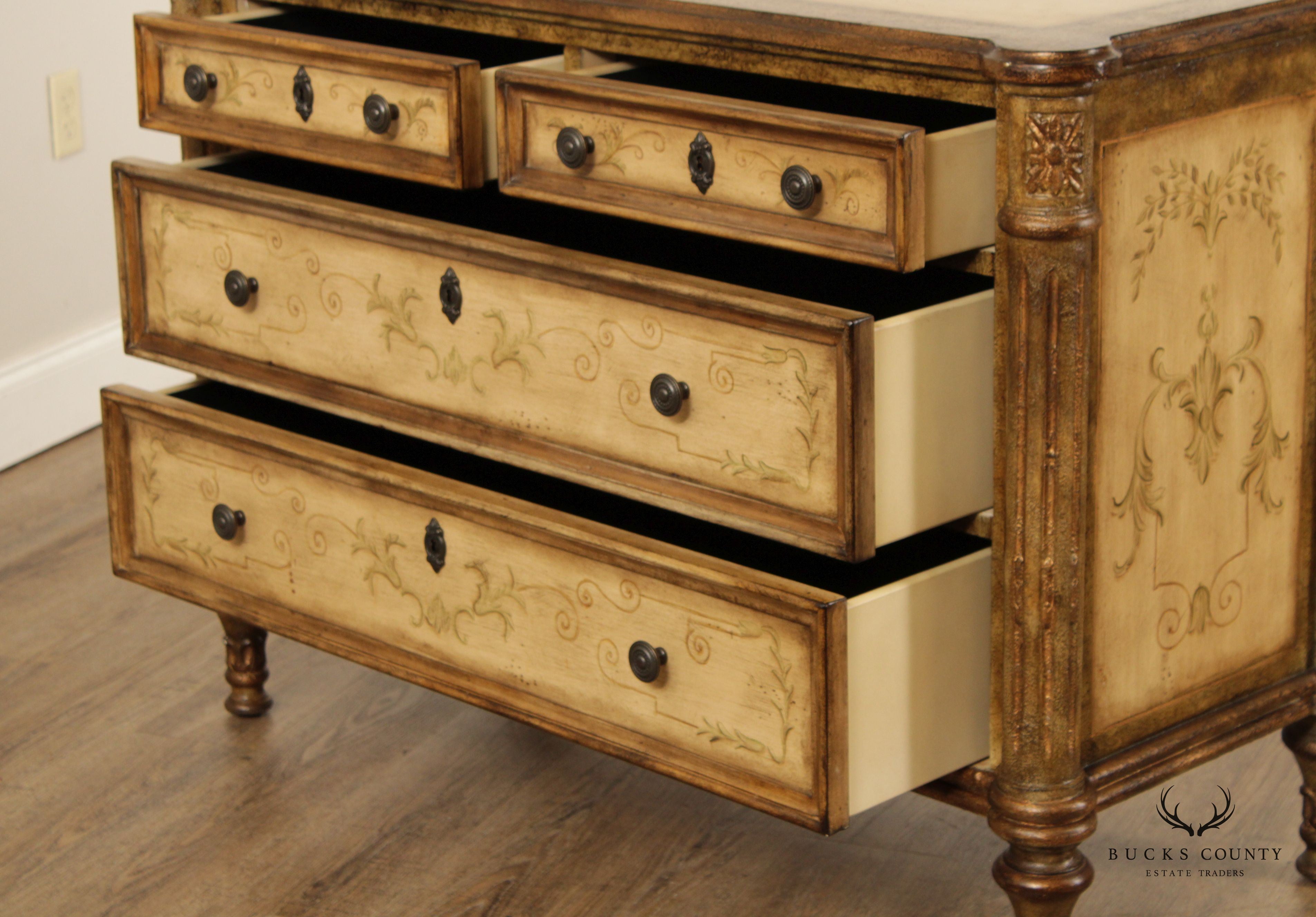 Paint Decorated French Louis XVI Style Chest Of Drawers