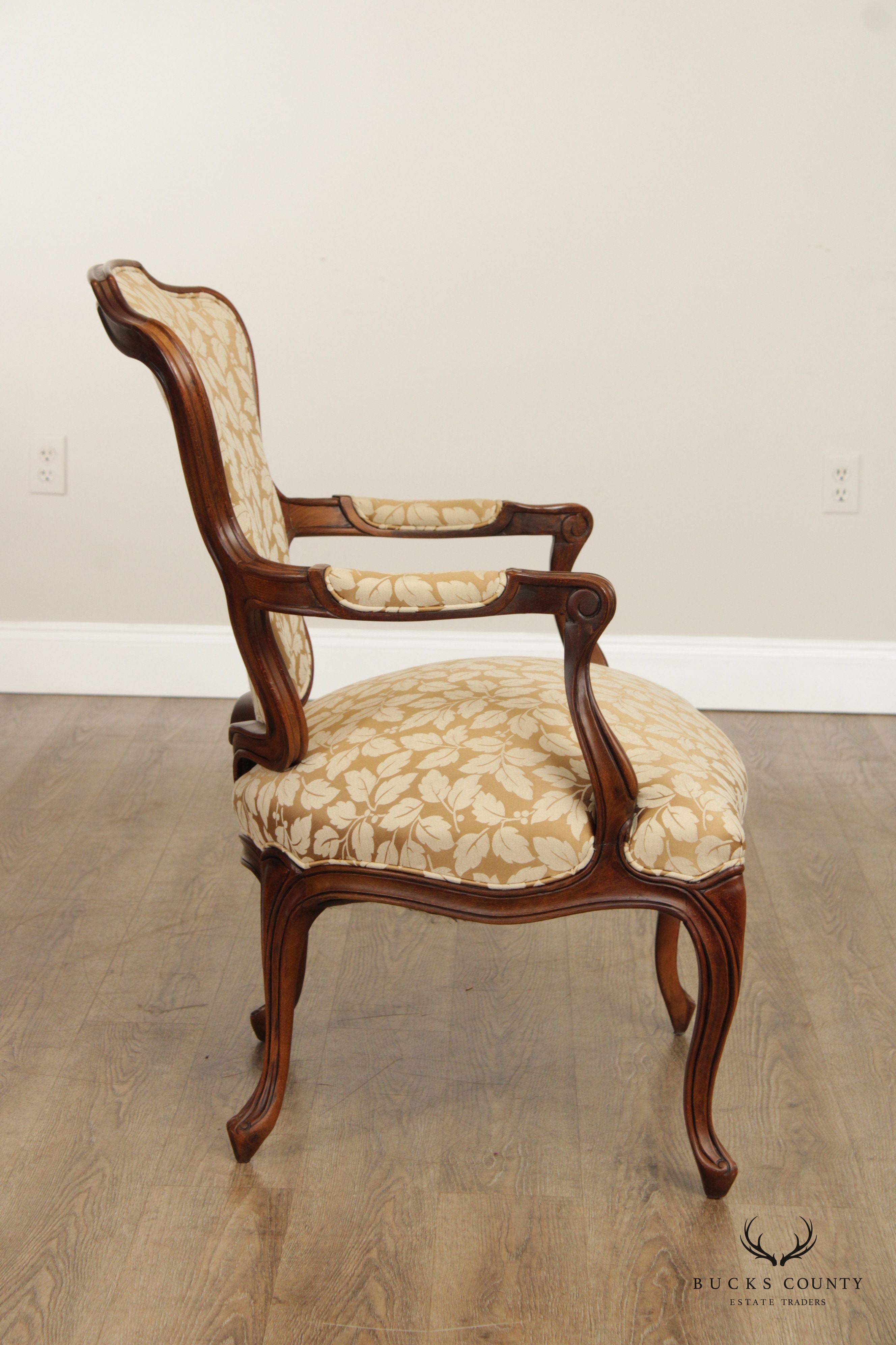 Hickory Chair French Louis XV Style Pair of Fauteuil Armchairs