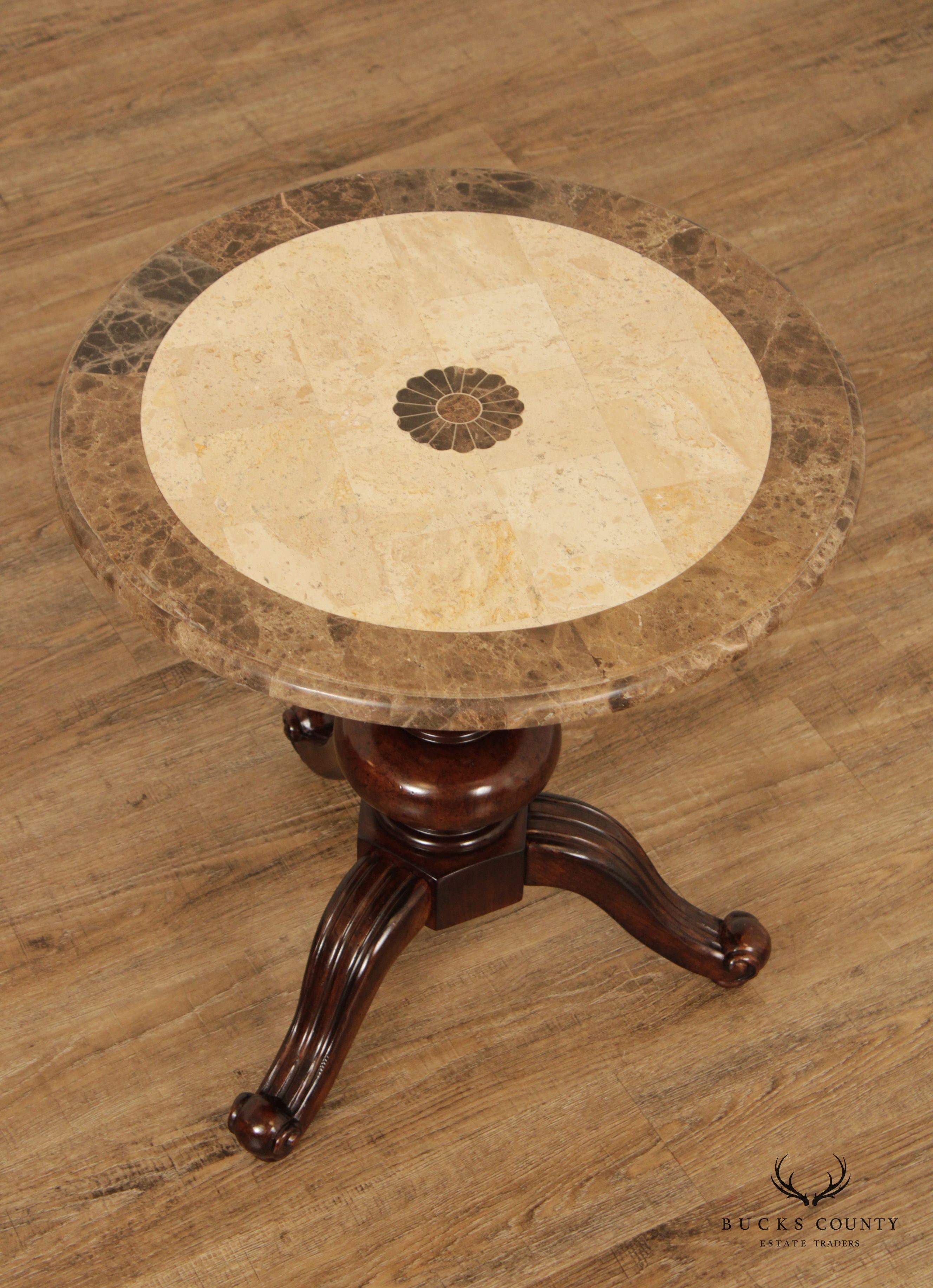 Italian Regency Style Marble Top Pedestal Side Table