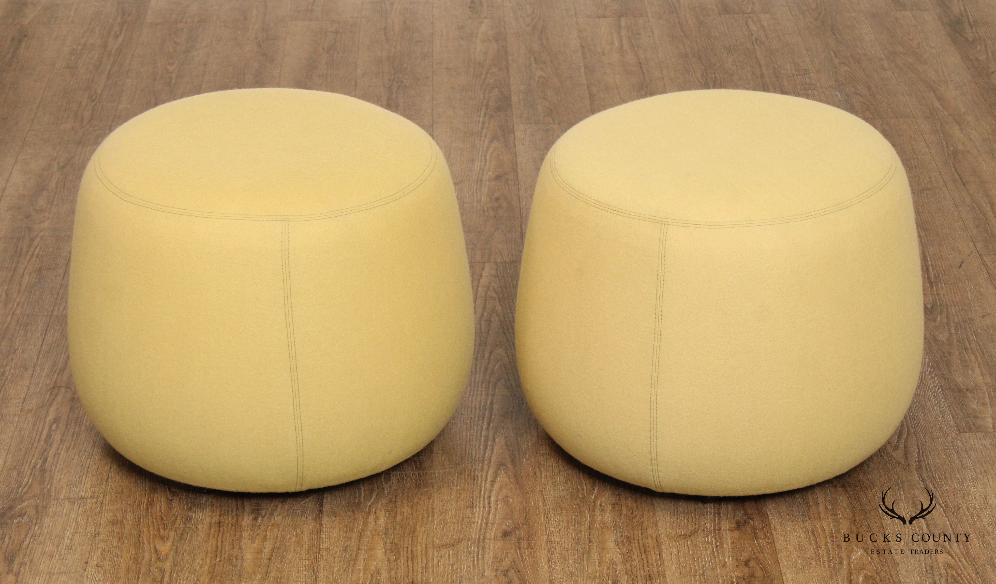 Bernhardt Modern Design Pair of Upholstered Apel Ottomans