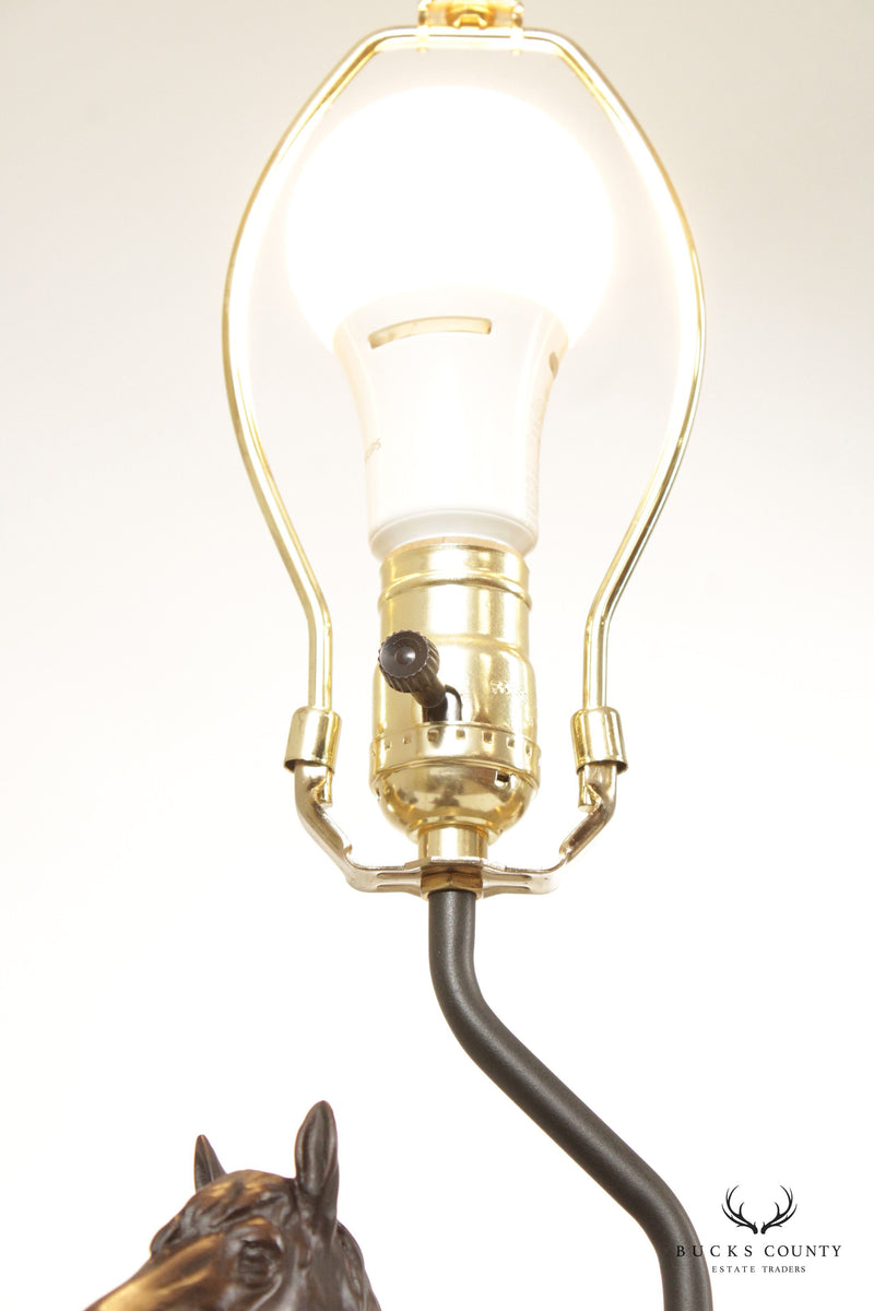 Remington Horse Family Bronzed Table Lamp, Custom Shade