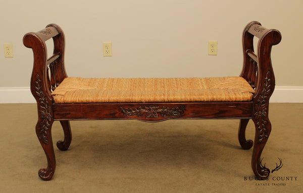French Country Style Rush Seat Bench