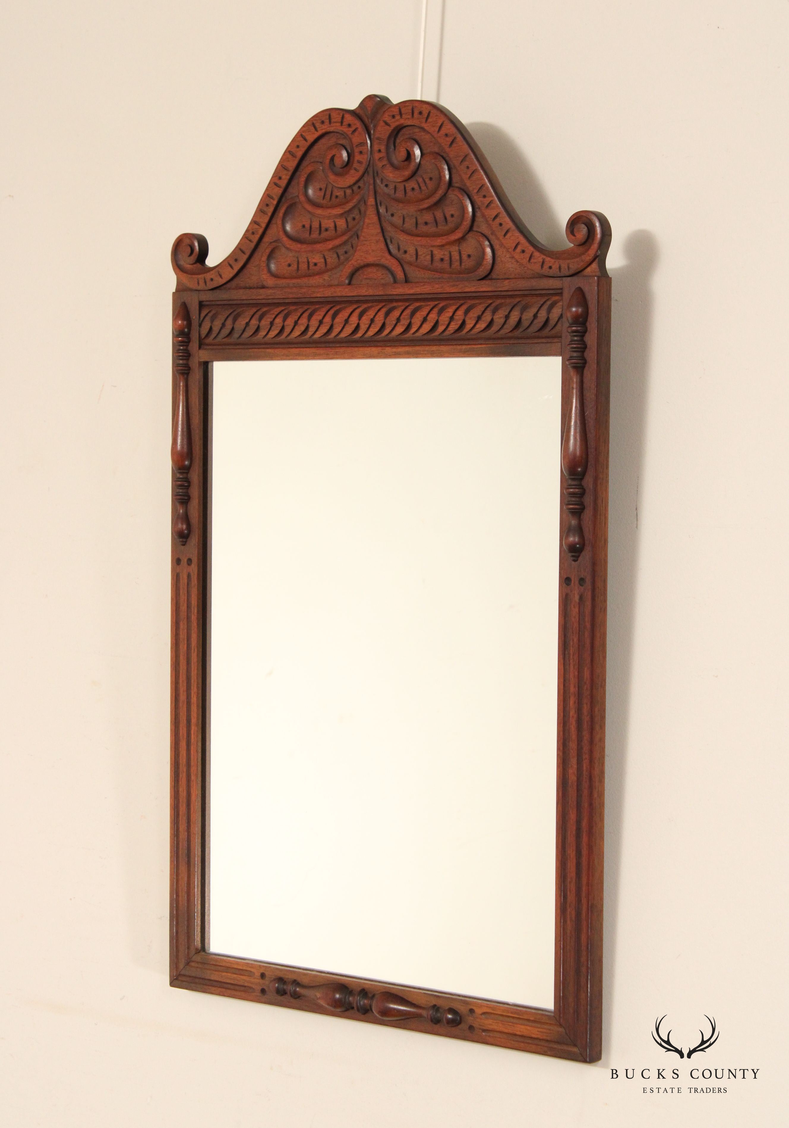 Kittinger Jacobean Style Walnut Carved Dresser Mirror