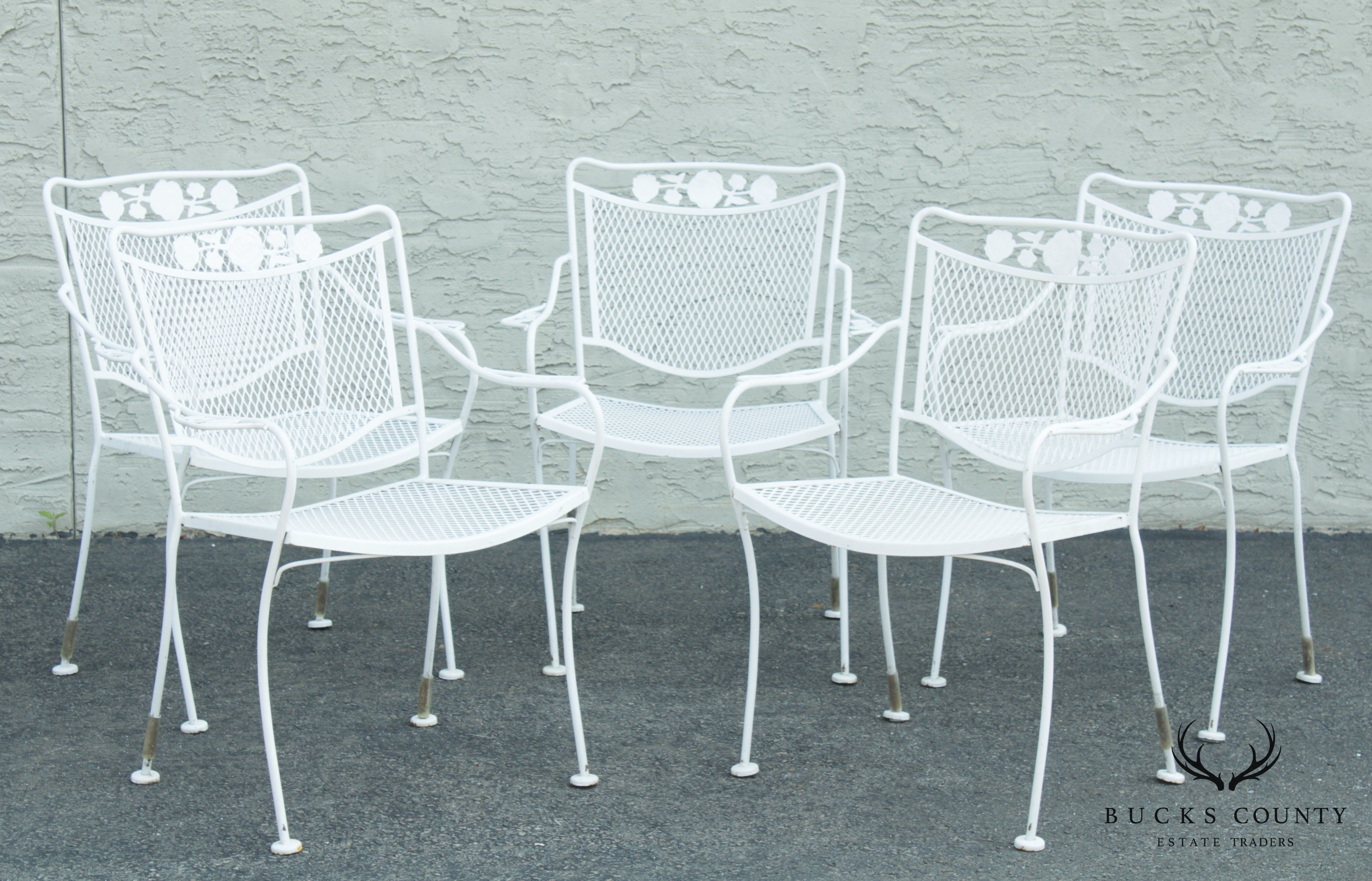 Vintage Set of 5 Wrought Iron Garden Chairs