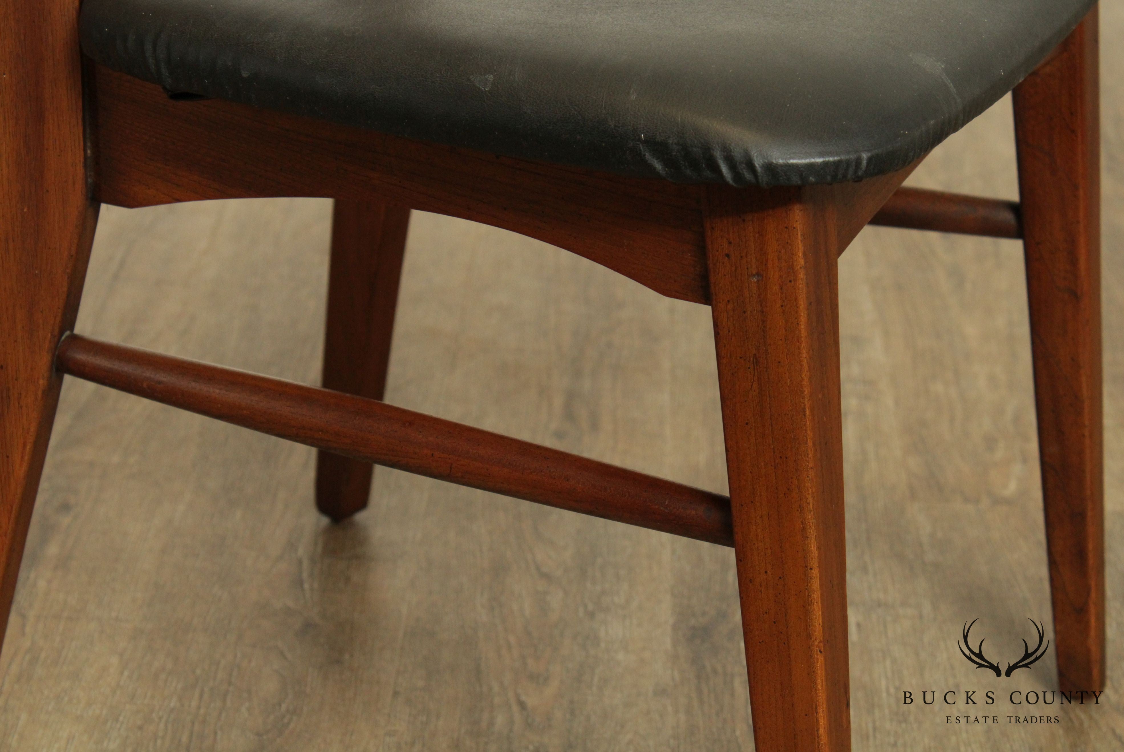 Mid Century Modern Vintage Walnut Ladder Back Side Chair