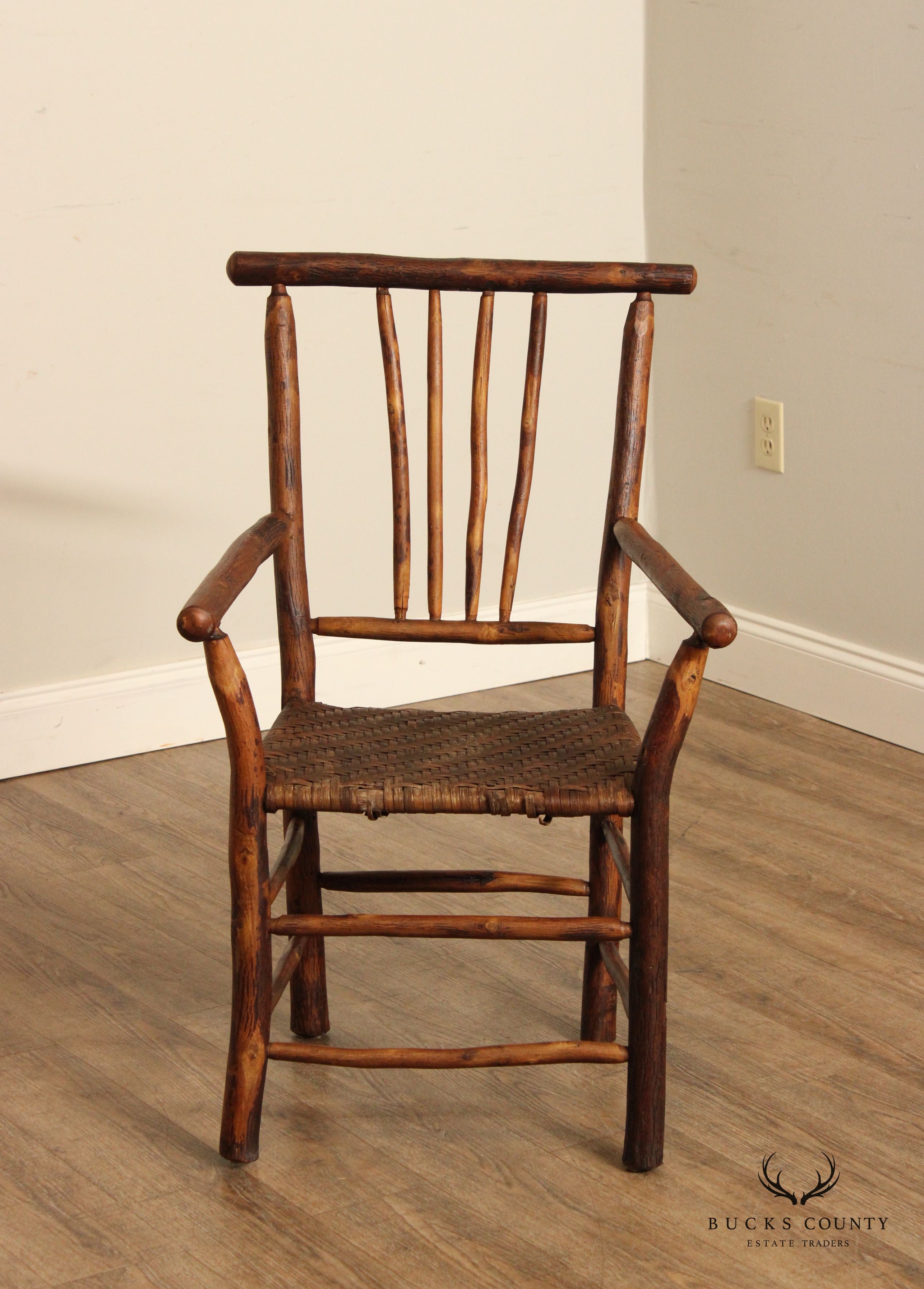 Antique Rustic Hickory Furniture Co  Adirondack Style Armchair