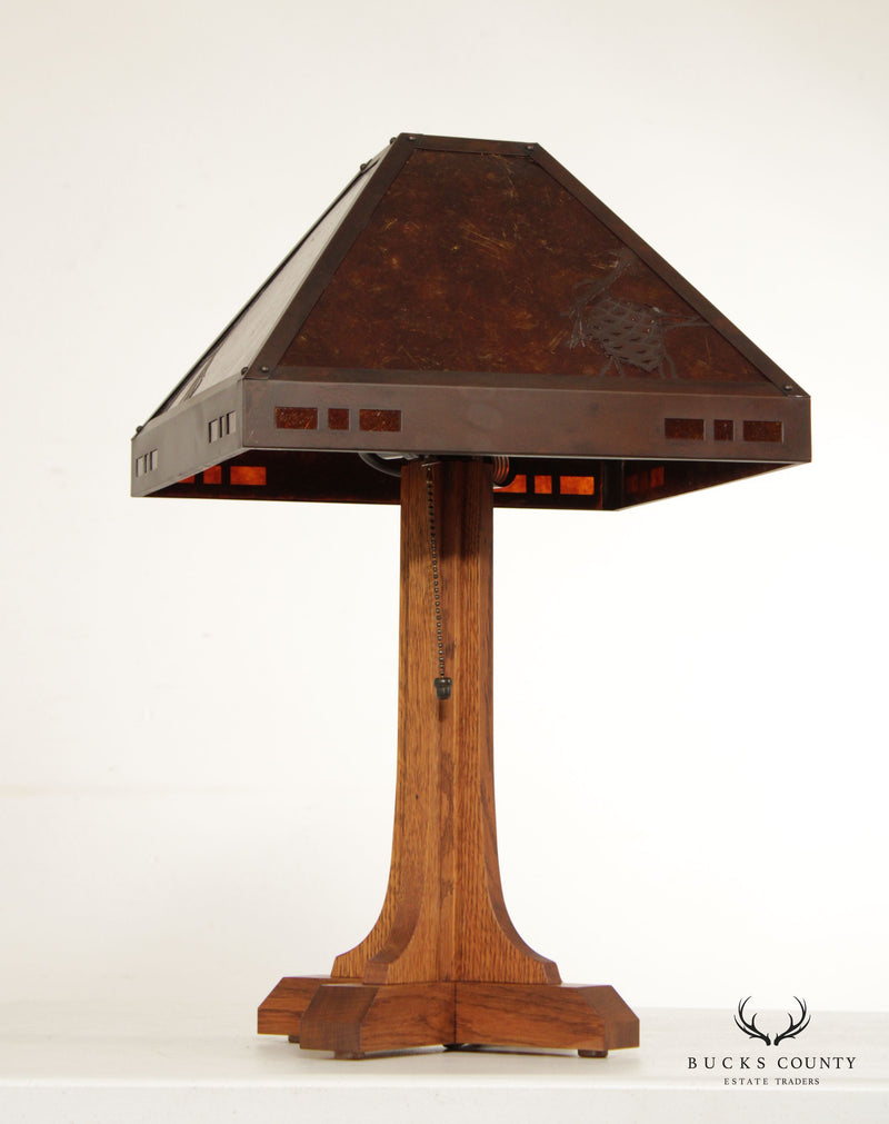 Mica Lamp Co. 'Pasadena' Oak and Mica Table Lamp