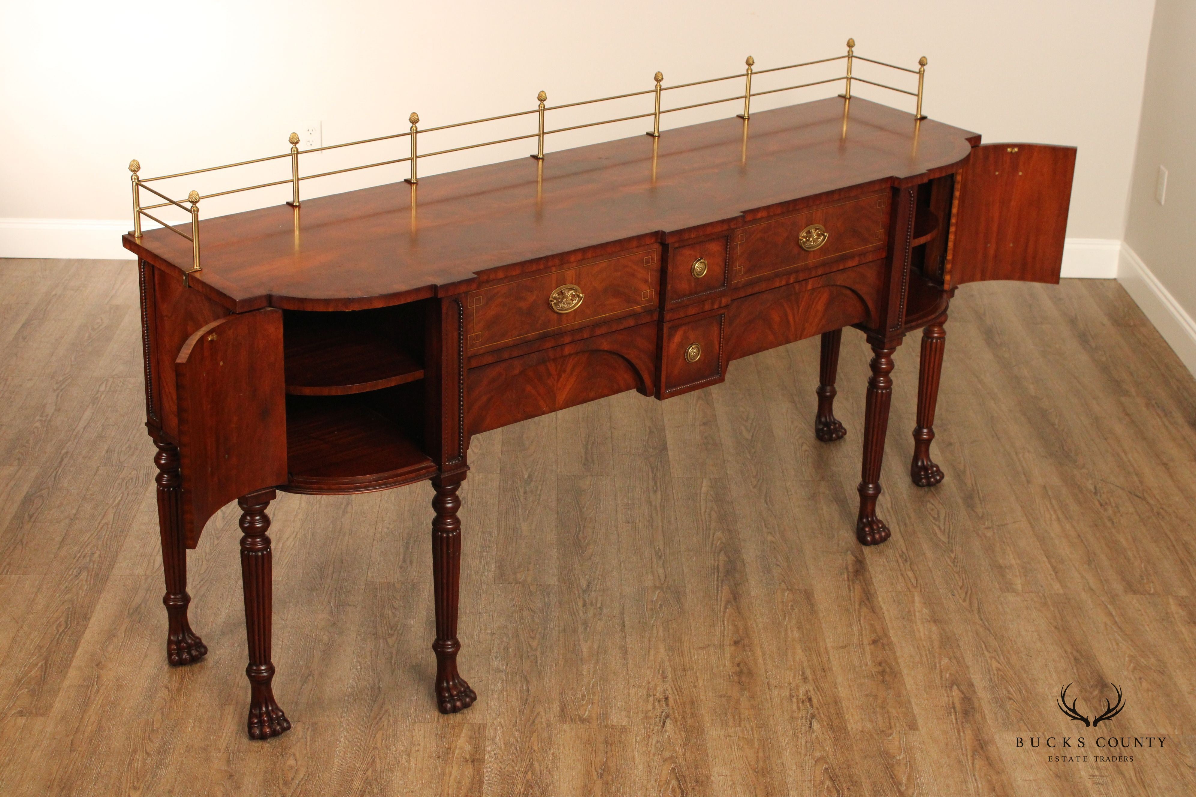 Maitland Smith English Regency Style Mahogany Paw Foot Sideboard