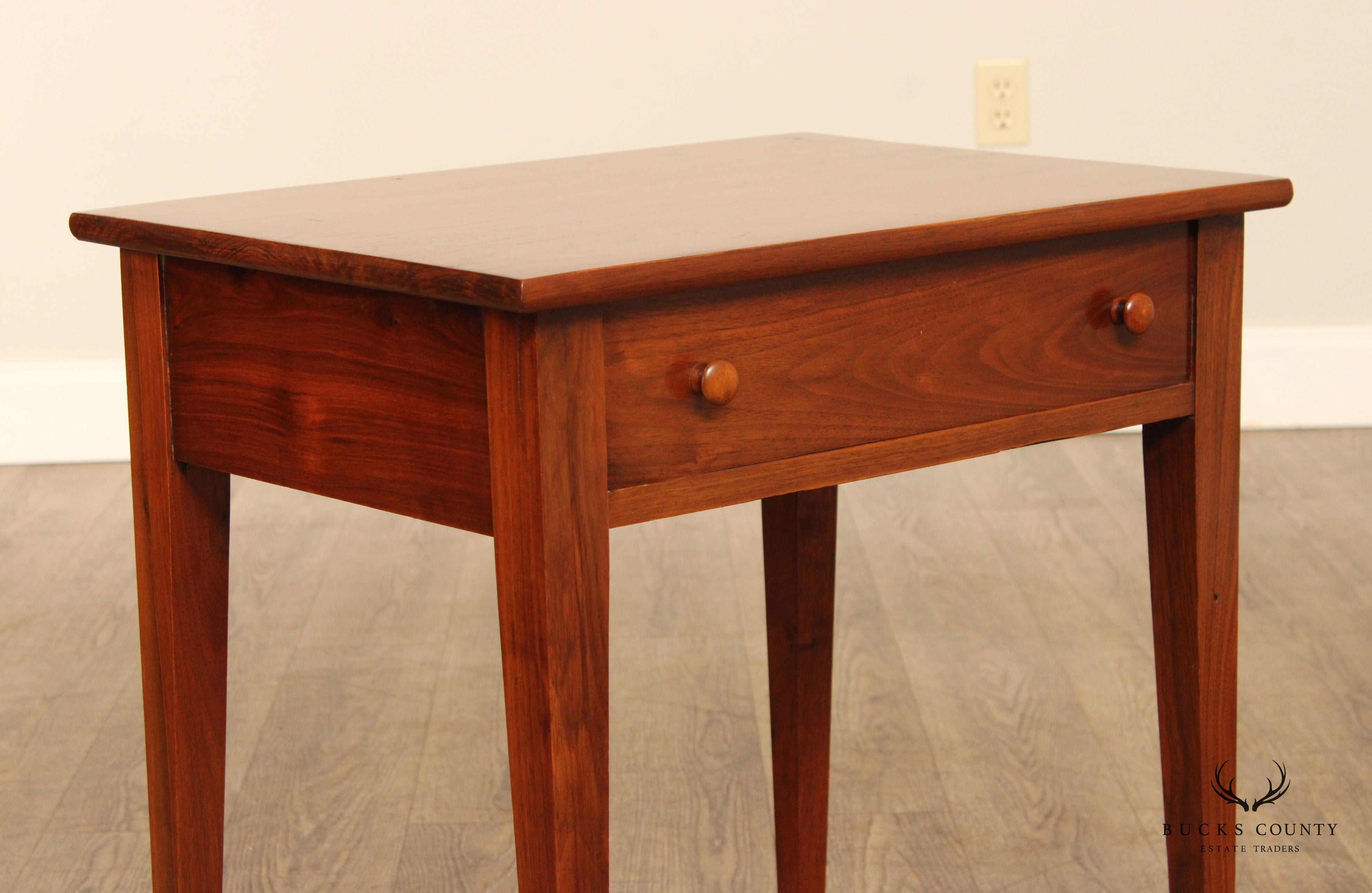 Shaker Style Custom Crafted Walnut Single Drawer Side Table